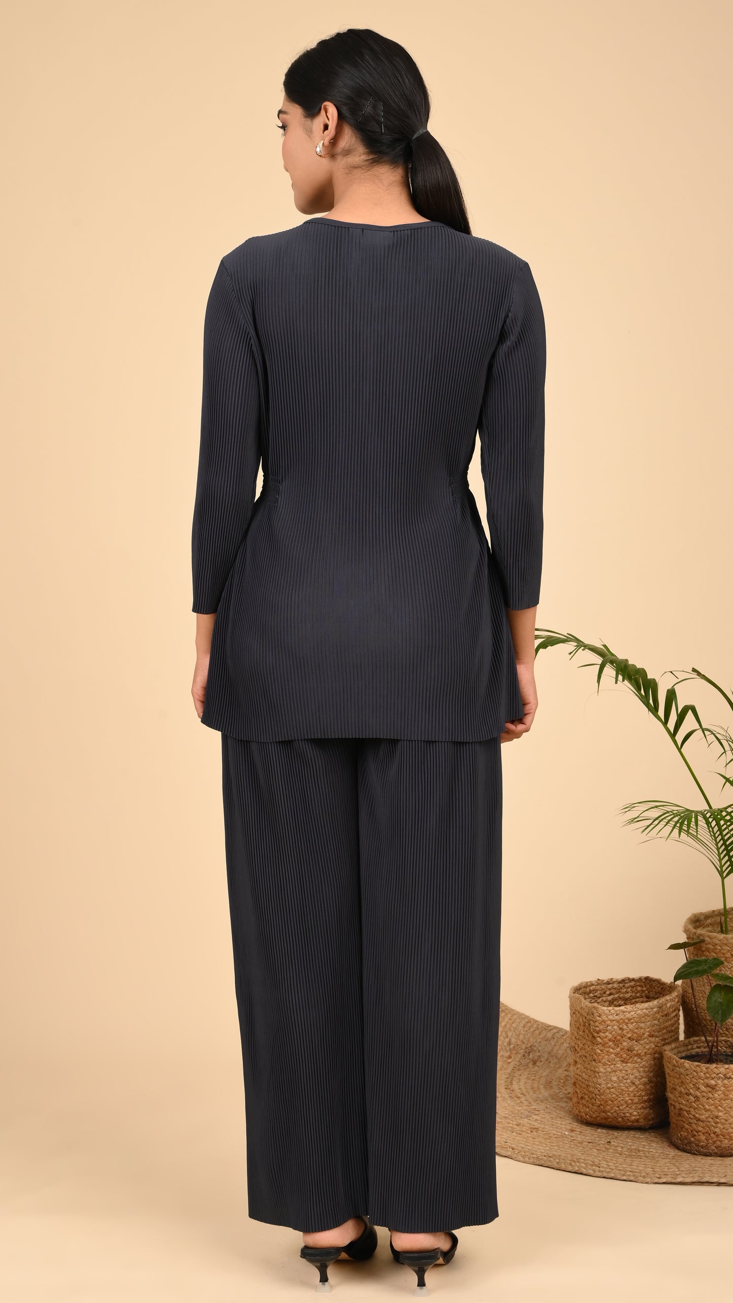 Midnight Pleat Cascade Co-ord Set