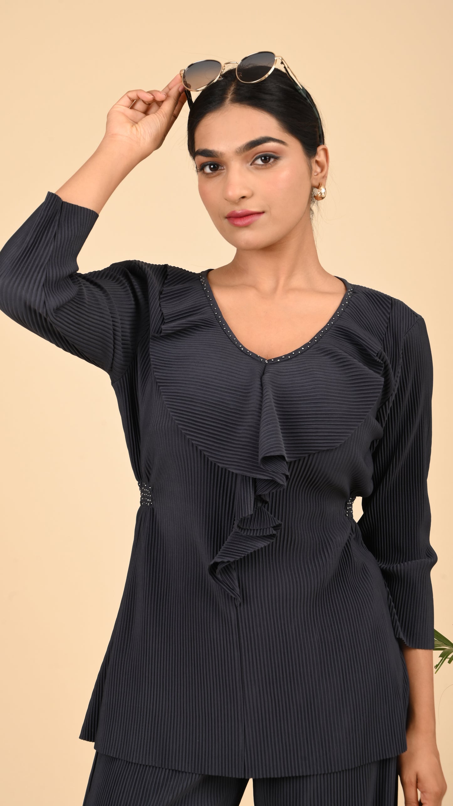 Midnight Pleat Cascade Co-ord Set