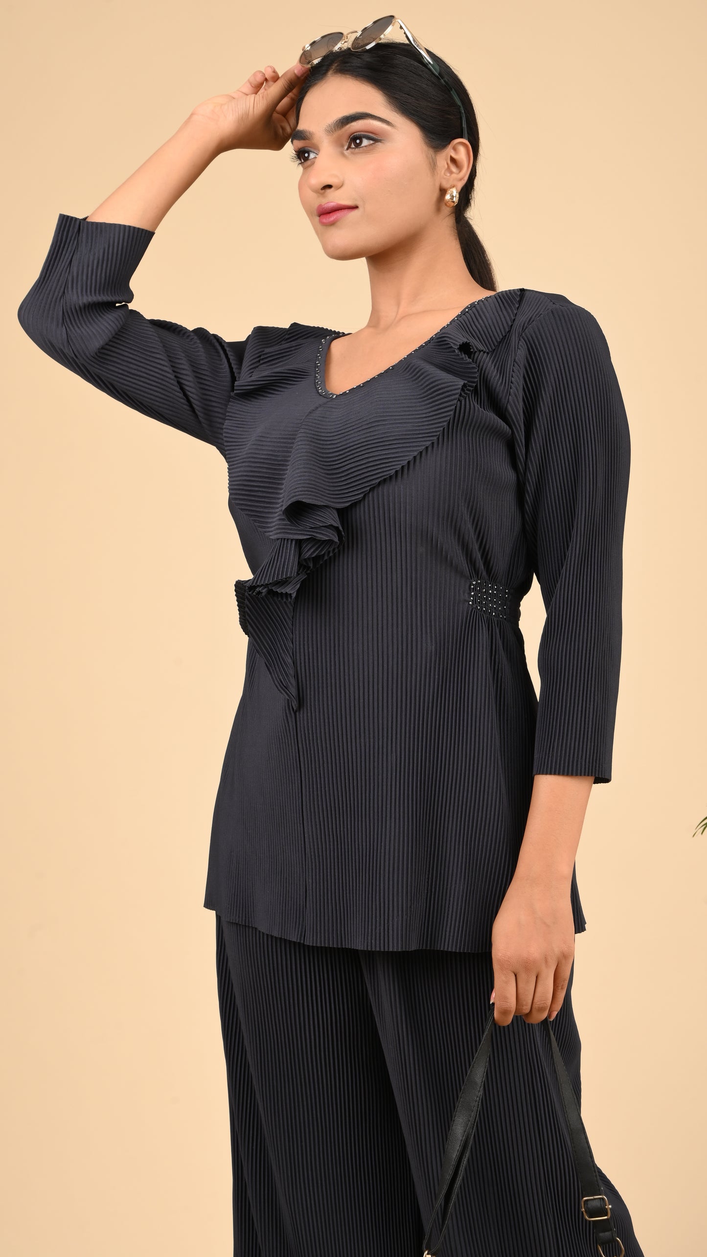 Midnight Pleat Cascade Co-ord Set