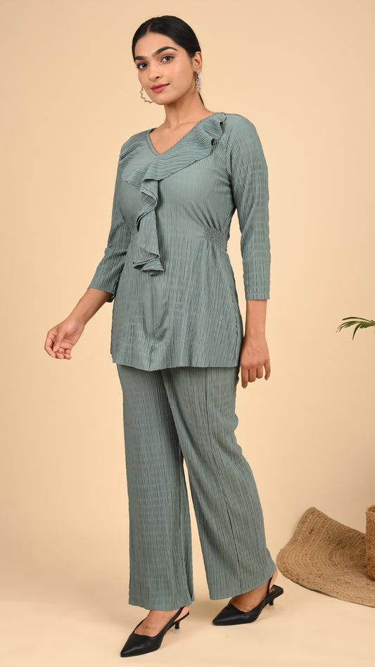 Sage Cascade Pleat Co-ord Set