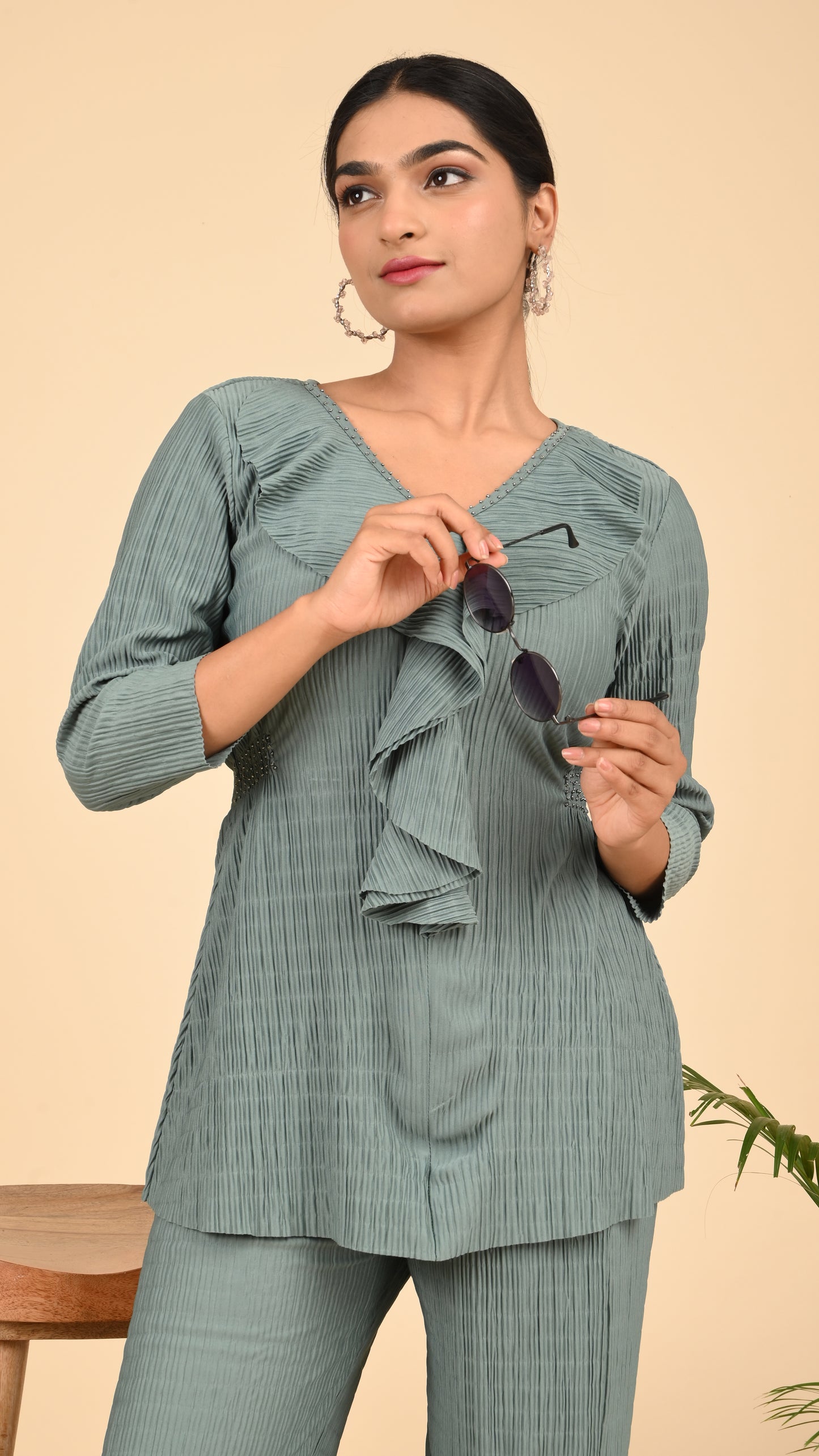Sage Cascade Pleat Co-ord Set