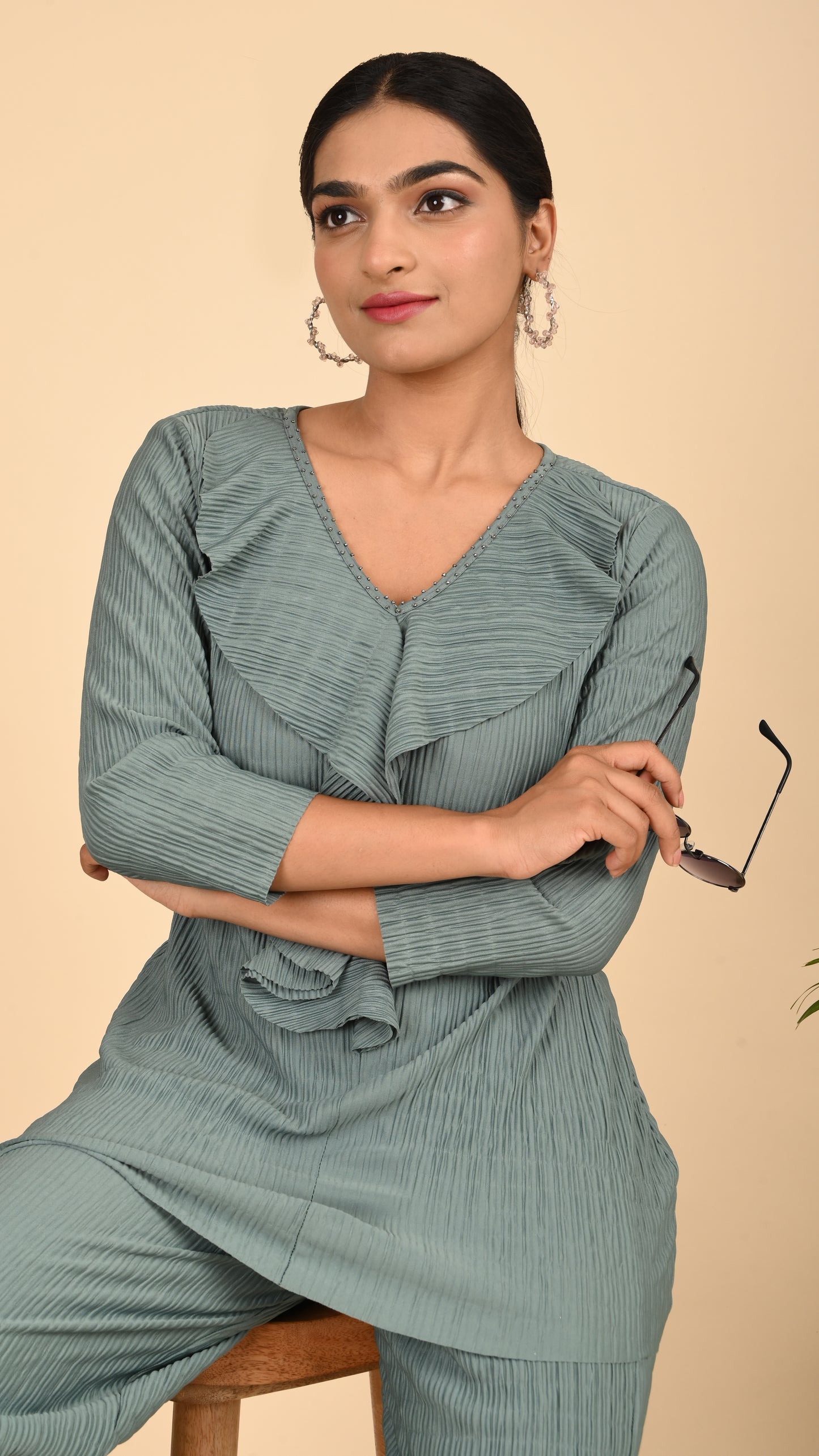 Sage Cascade Pleat Co-ord Set