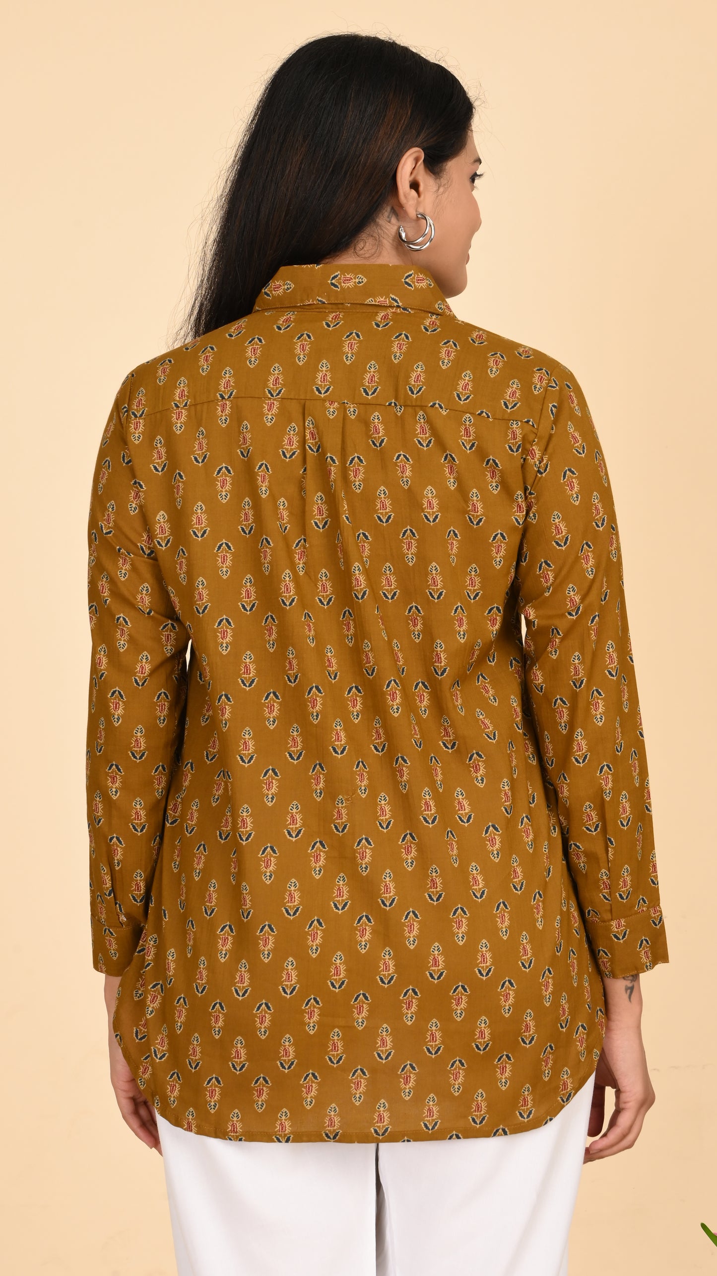 Parijat Mustard Short Kurti Top