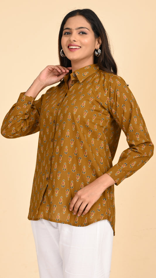 Parijat Mustard Short Kurti Top