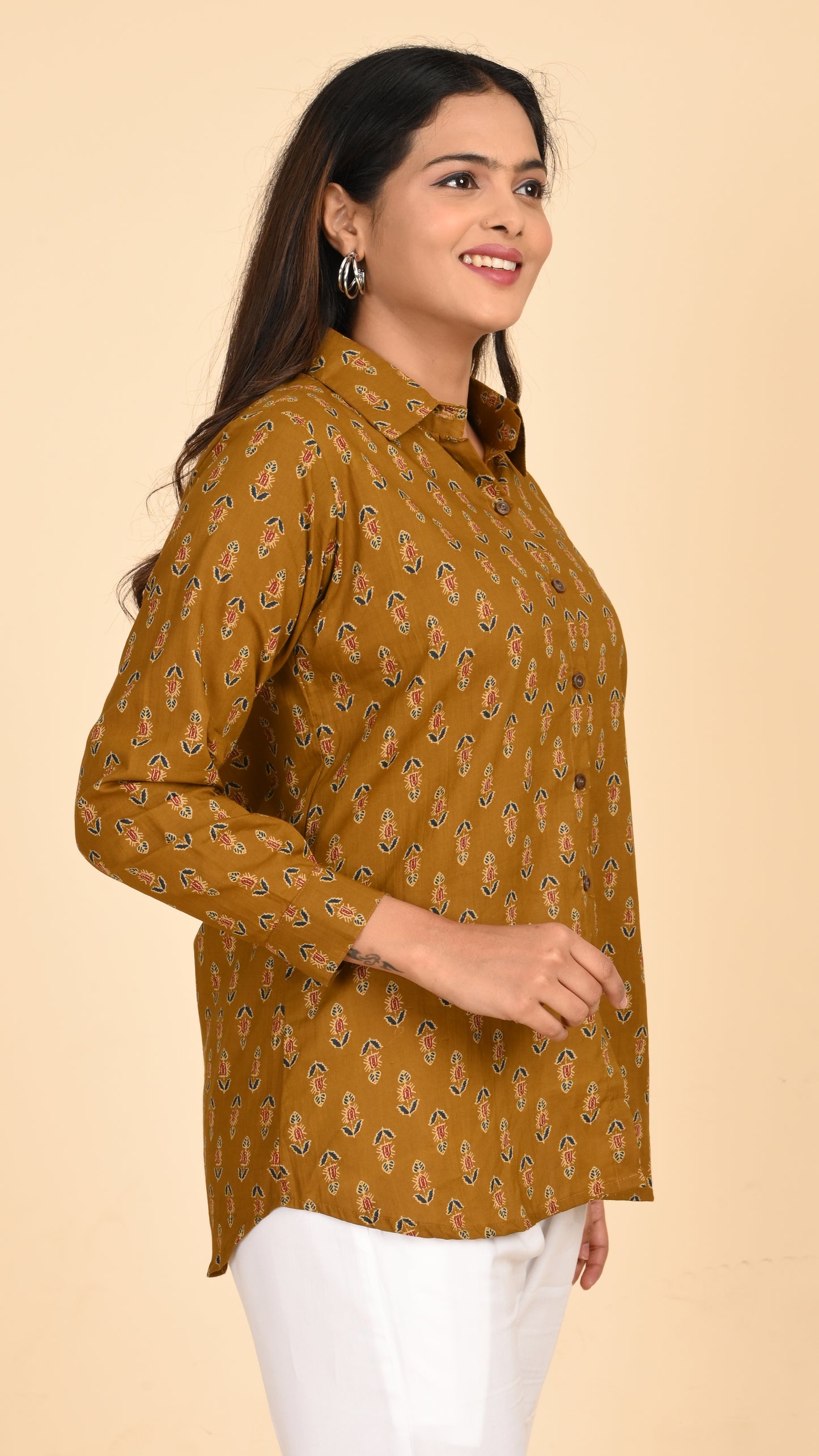 Parijat Mustard Short Kurti Top