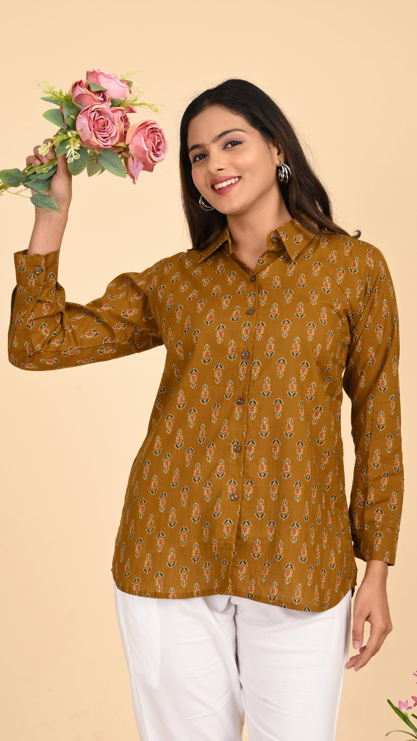 Parijat Mustard Short Kurti Top