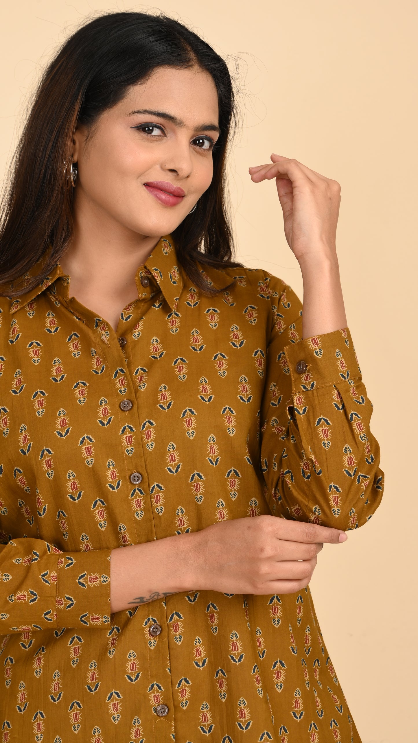 Parijat Mustard Short Kurti Top