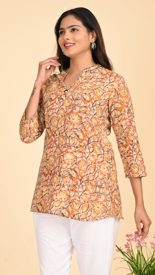 Karwaan Buti Print Short Kurti Top