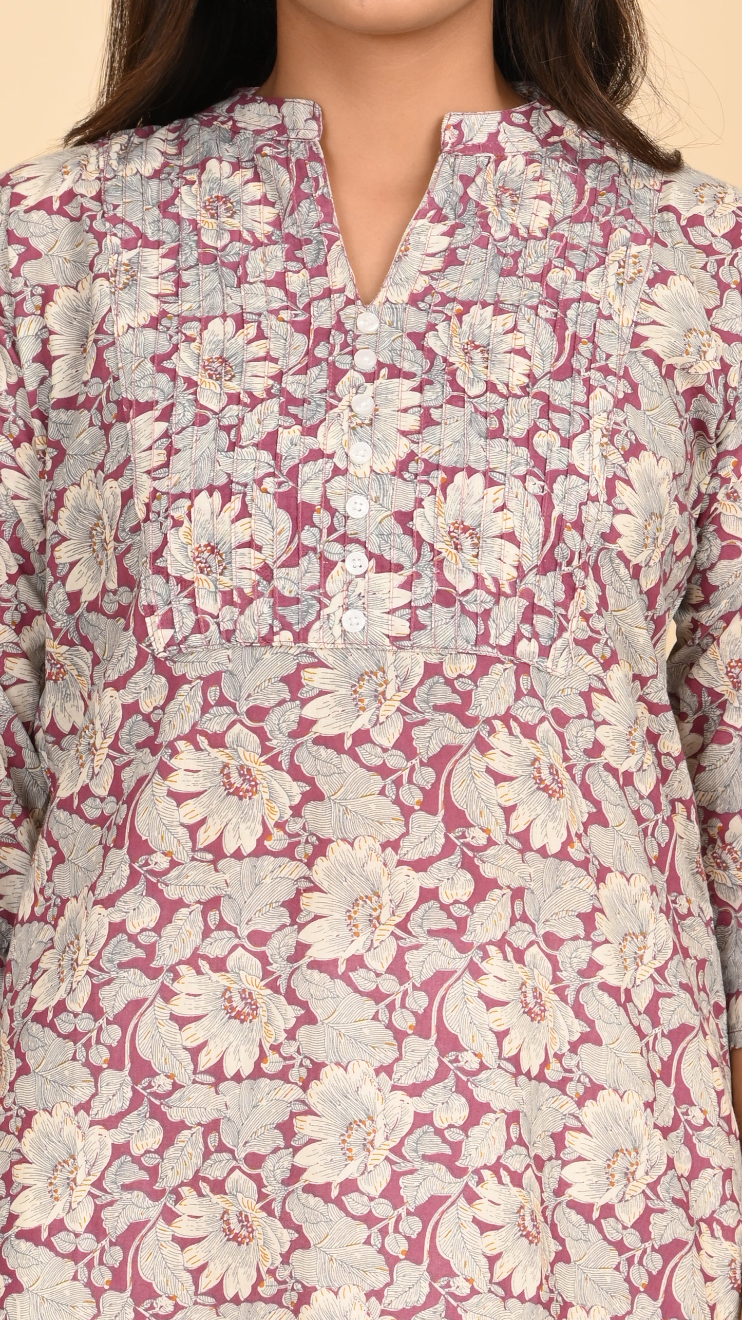 Nayra Mauve Bloom Short Kurti Top