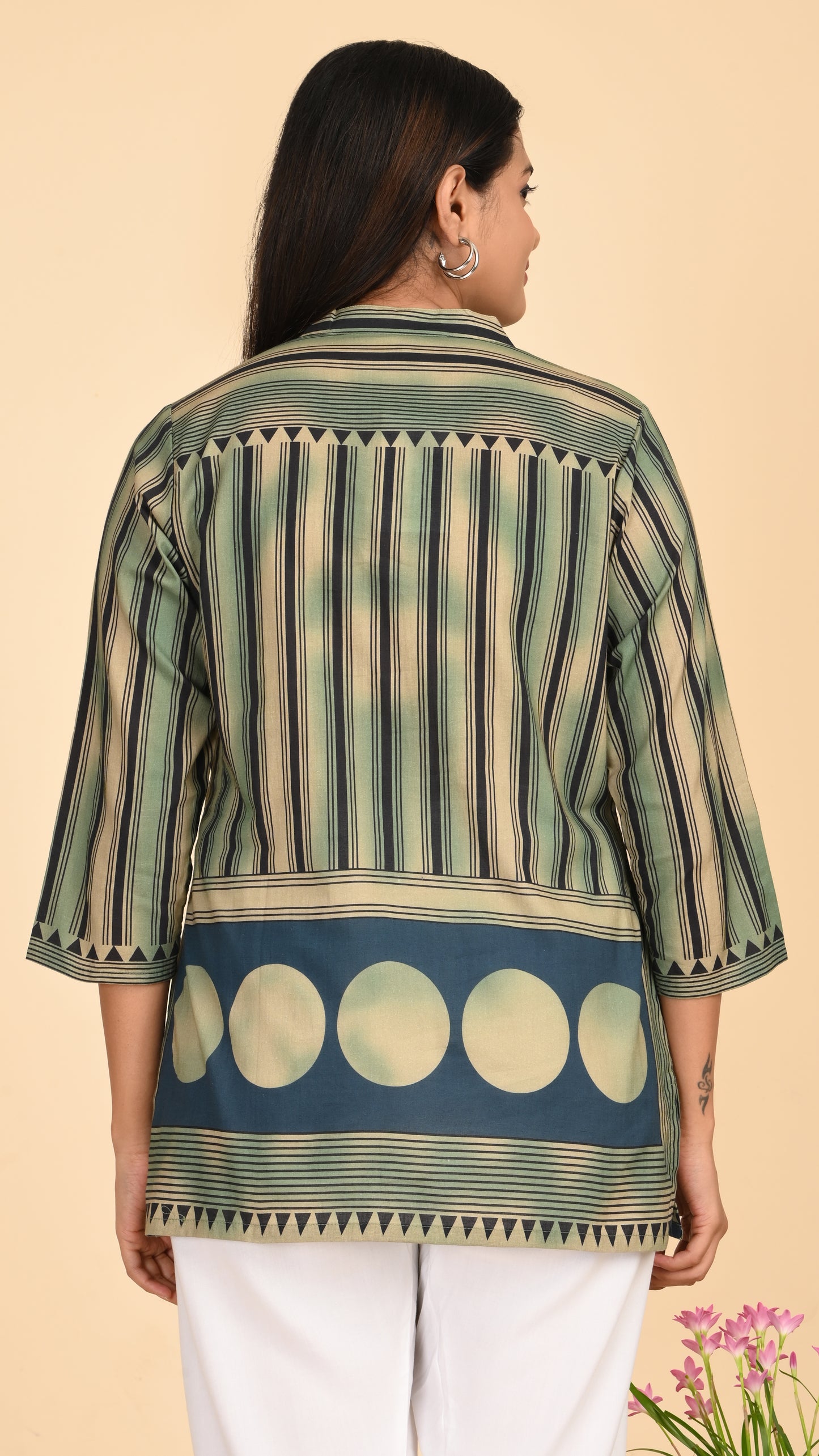 Aranya Tribal Stripe Short Kurti Top