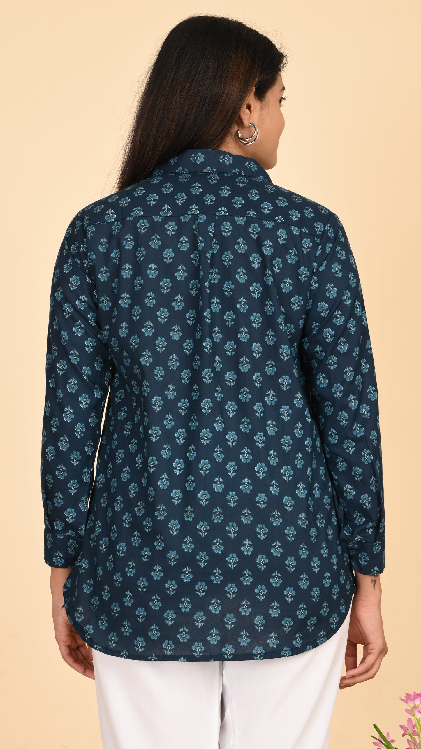 Neelika Indigo Bloom Short Kurti Top