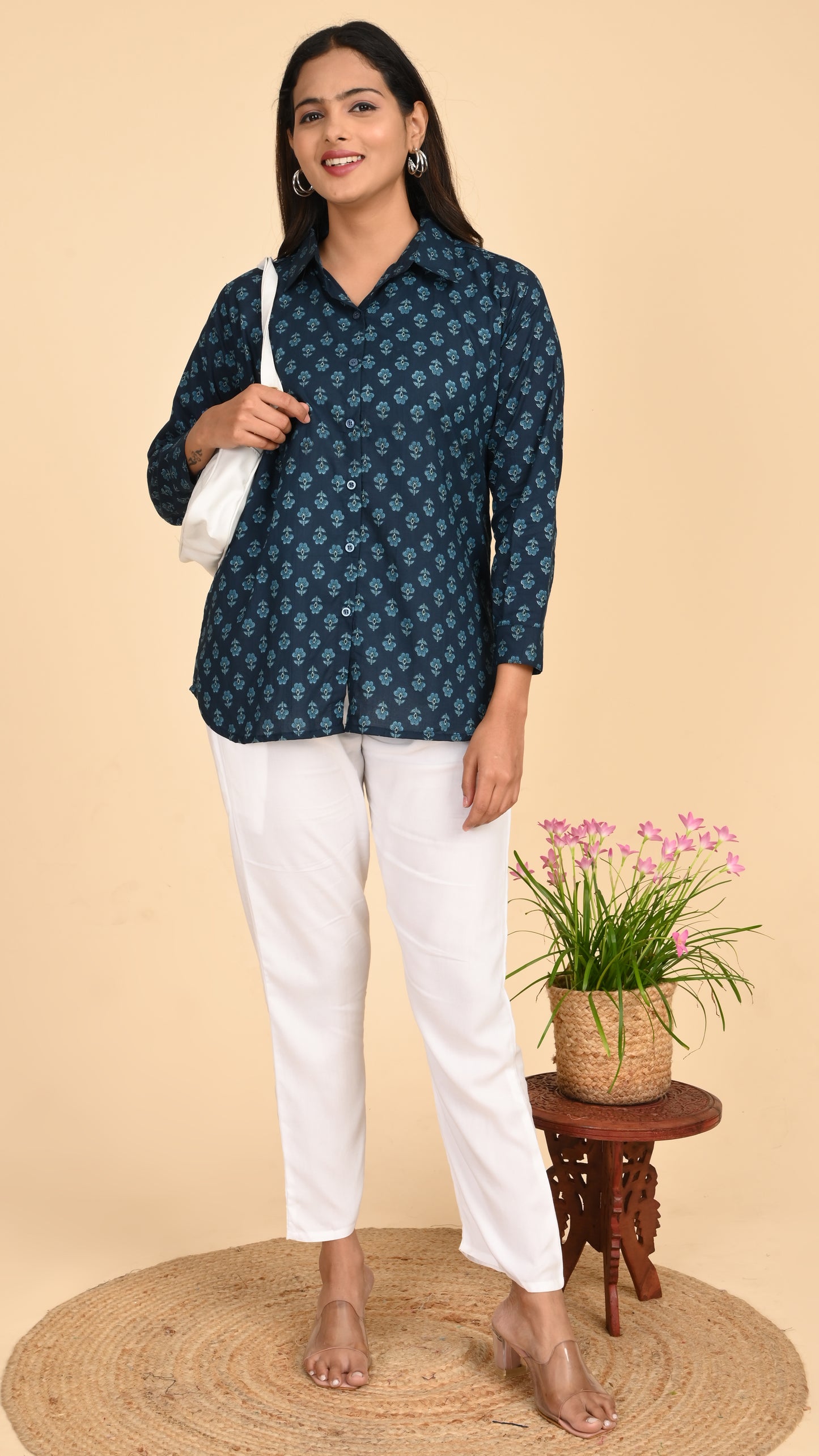 Neelika Indigo Bloom Short Kurti Top