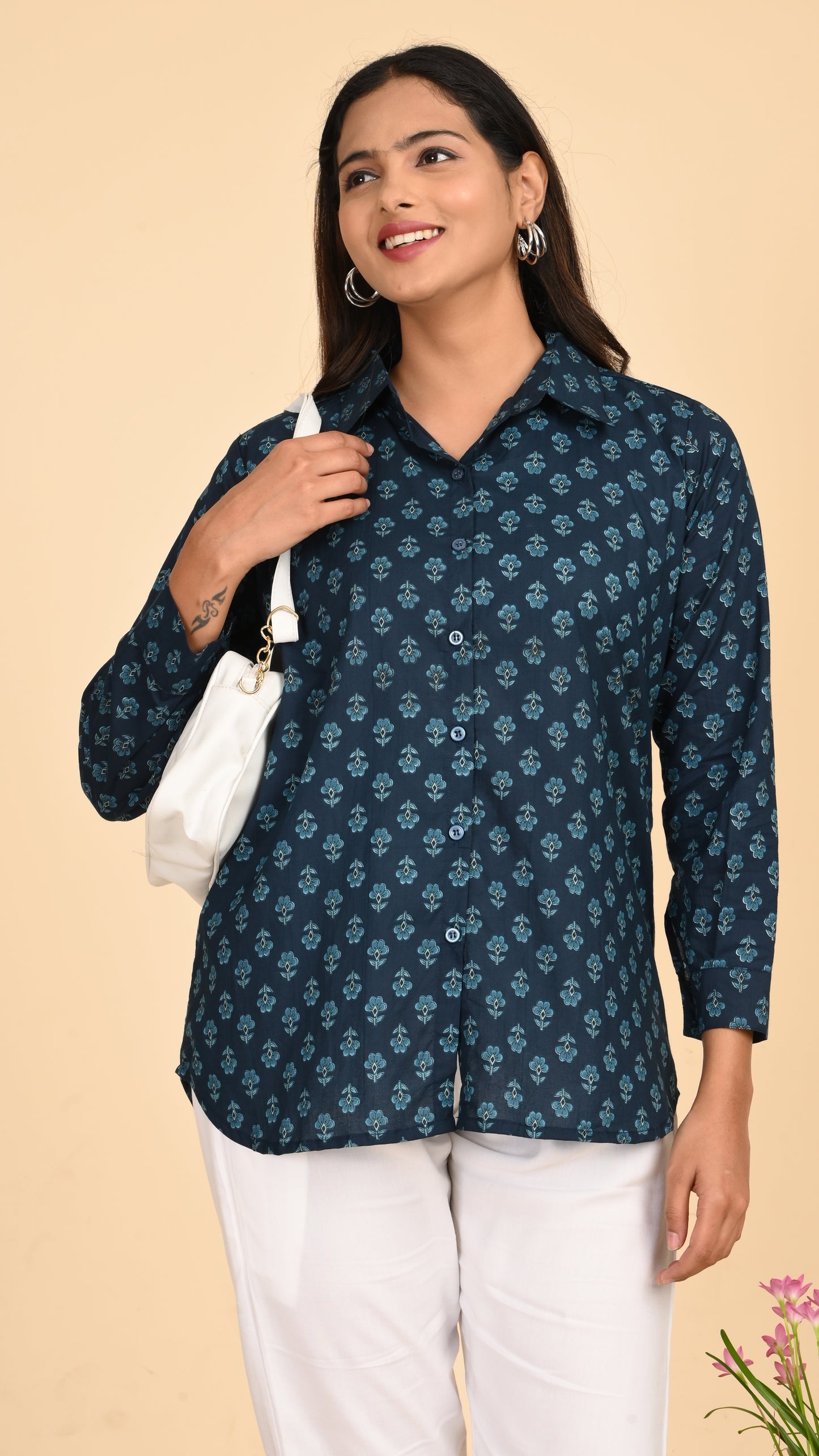 Neelika Indigo Bloom Short Kurti Top