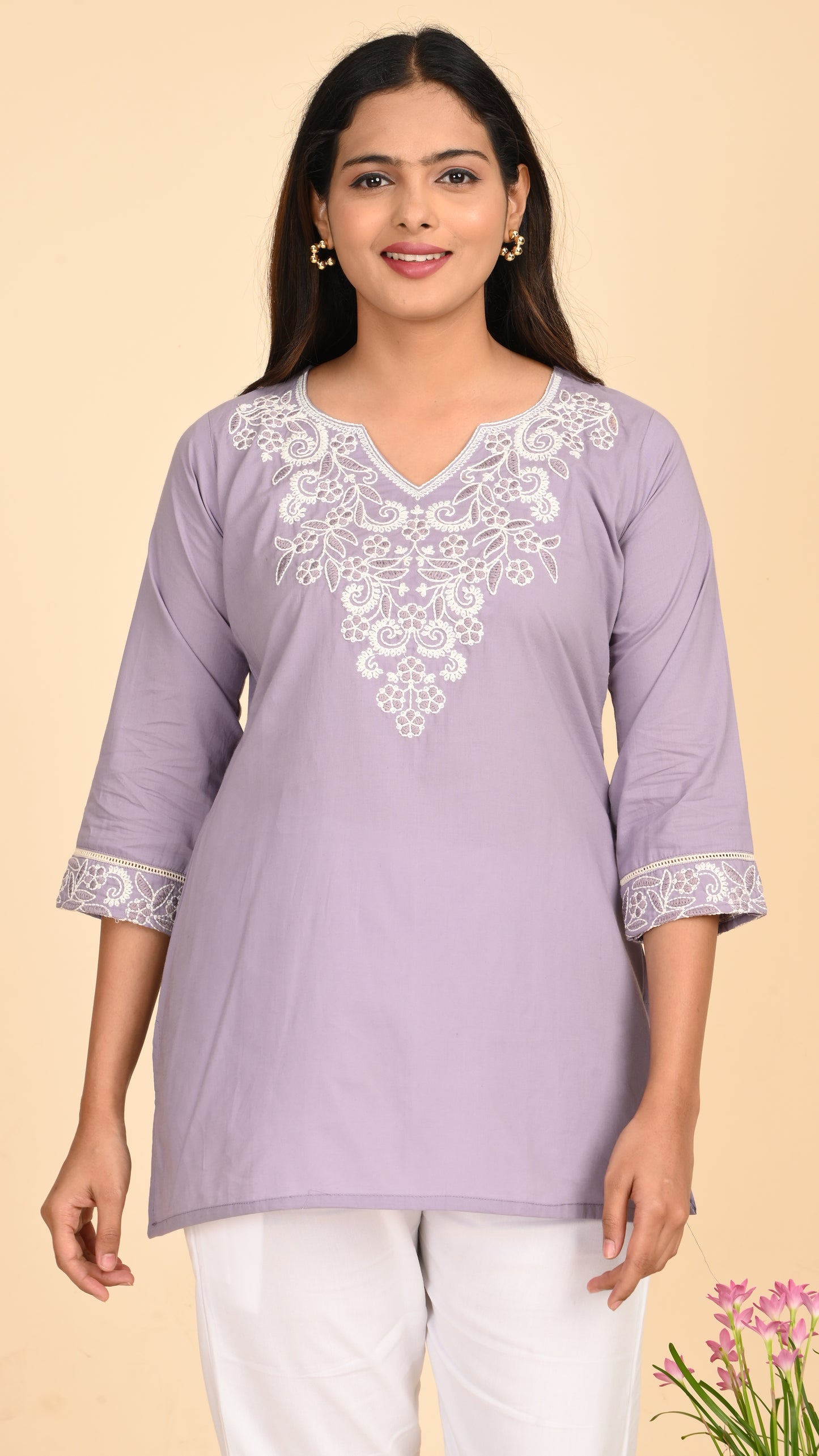 Maisha Lavender Grace Short Kurti Top