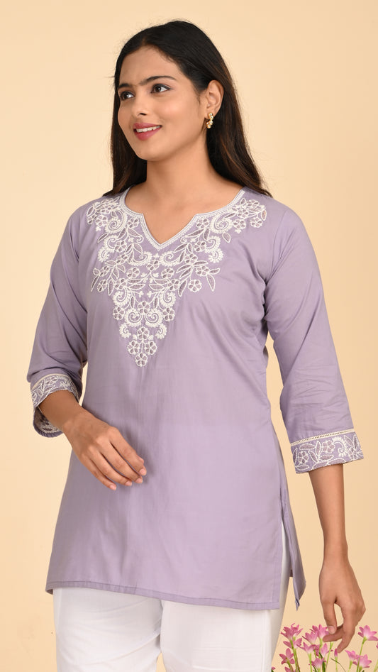 Maisha Lavender Grace Short Kurti Top