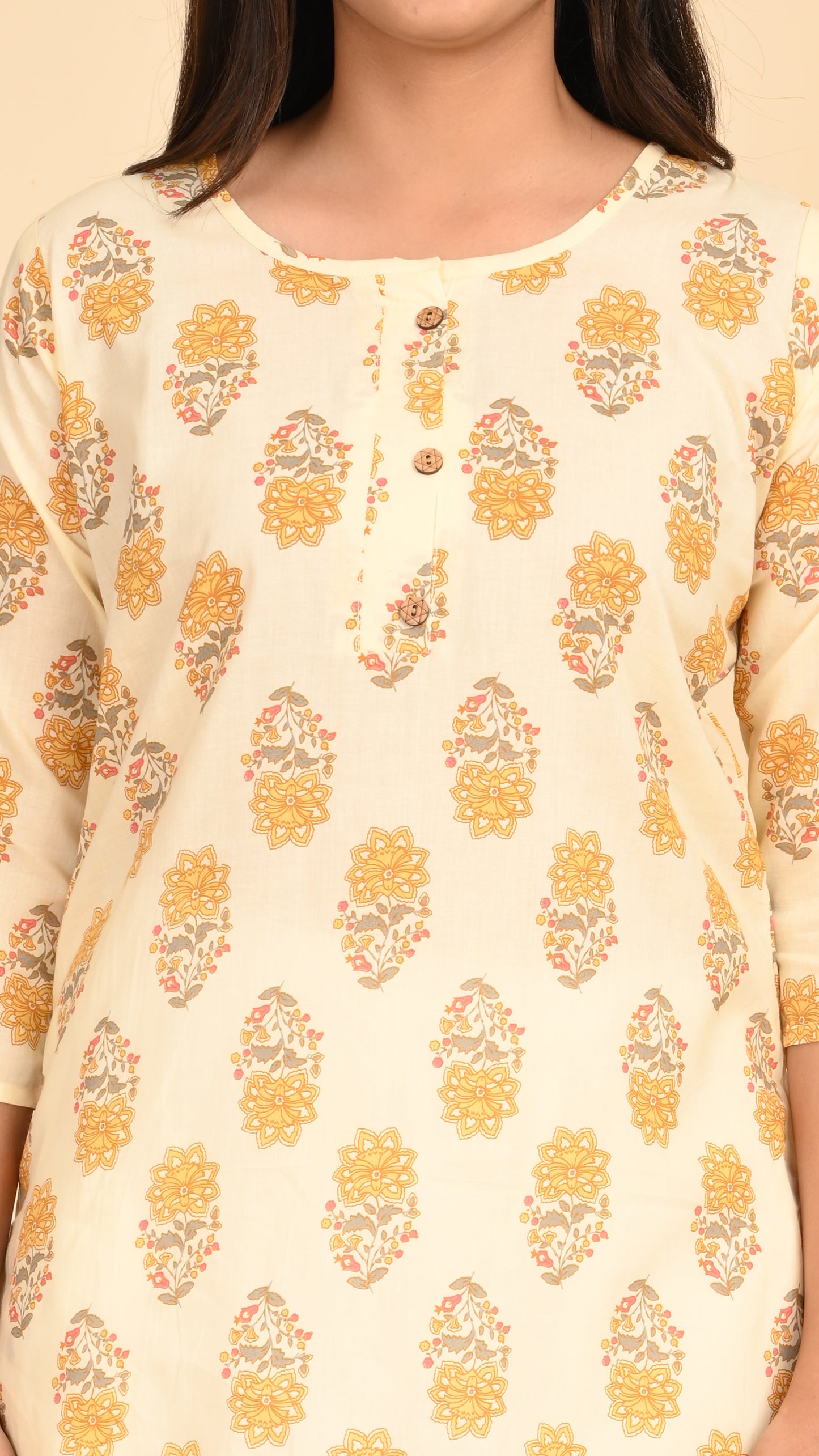 Aabroo Buttermilk Bloom Short Kurti Top