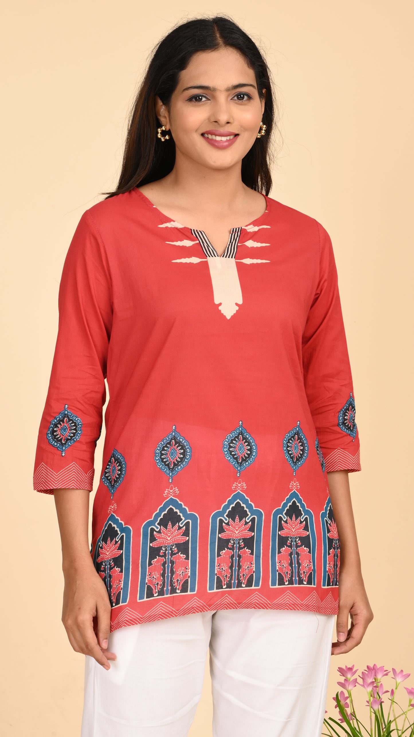 Kashvi Crimson Charm Short Kurti Top