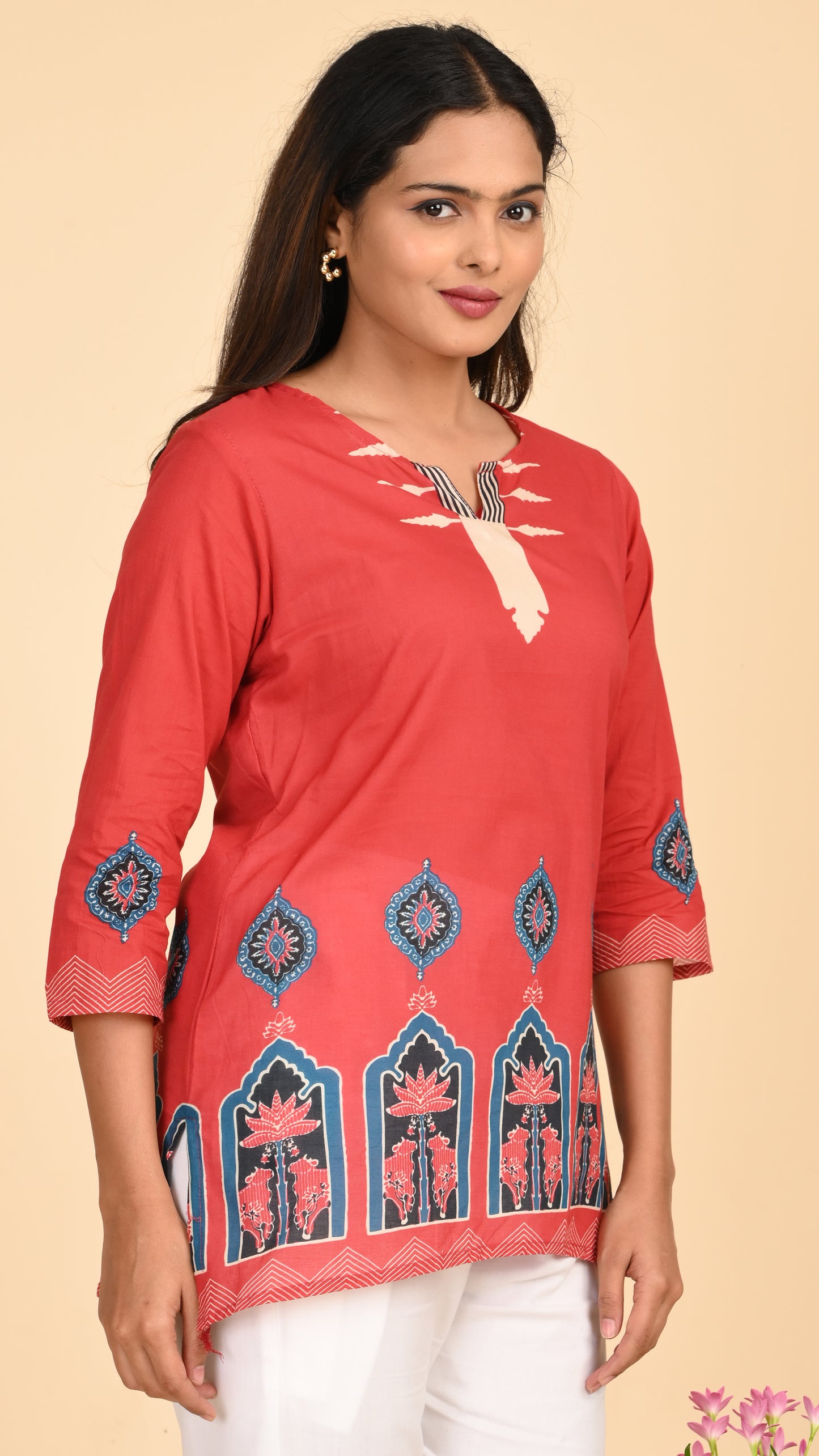 Kashvi Crimson Charm Short Kurti Top