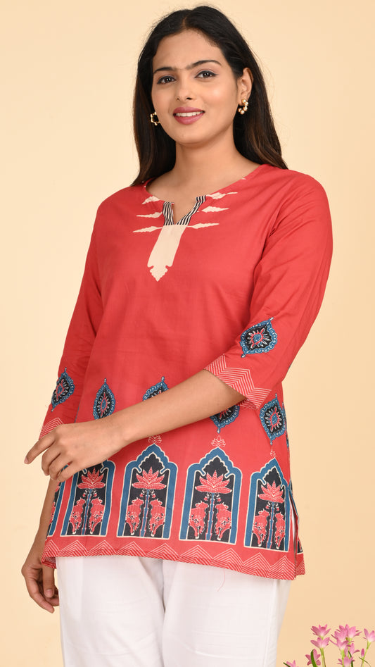 Kashvi Crimson Charm Short Kurti Top