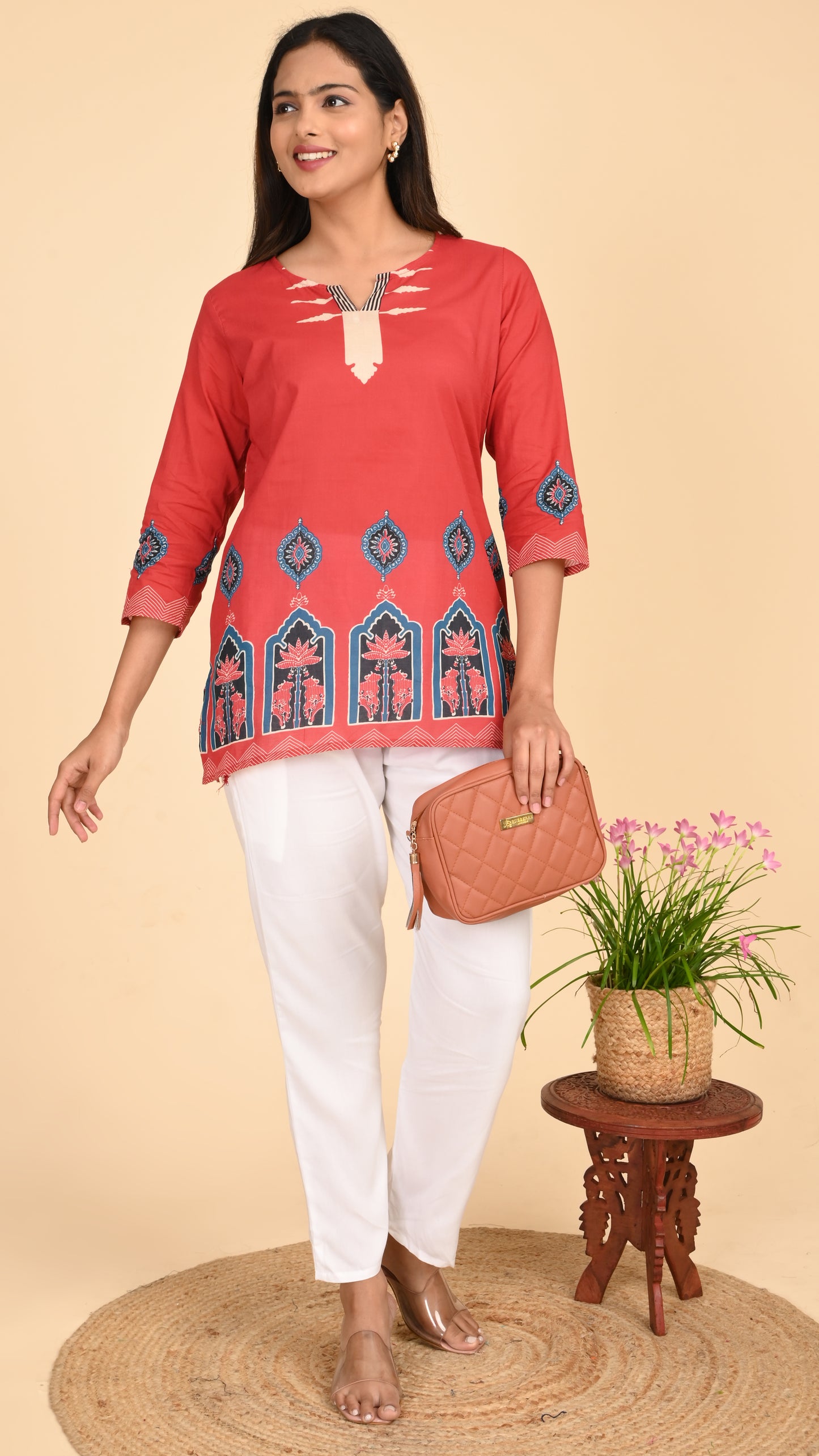 Kashvi Crimson Charm Short Kurti Top