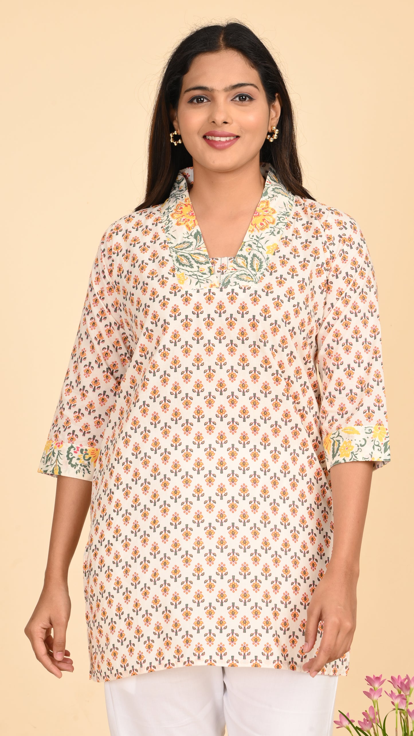 Charvi Blossom Mist Short Kurti Top