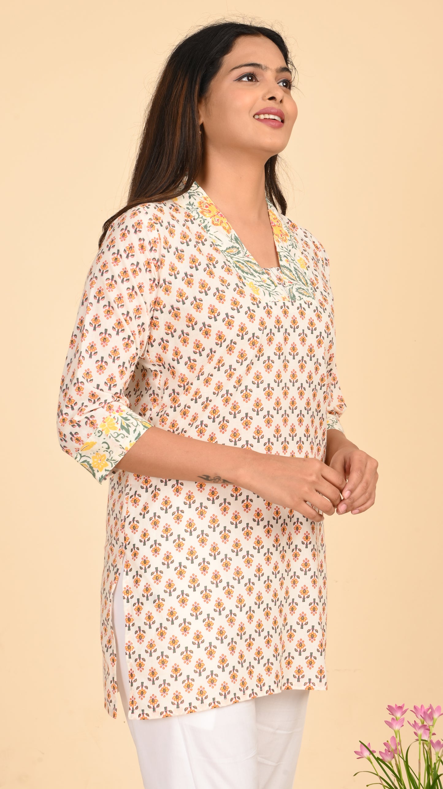 Charvi Blossom Mist Short Kurti Top