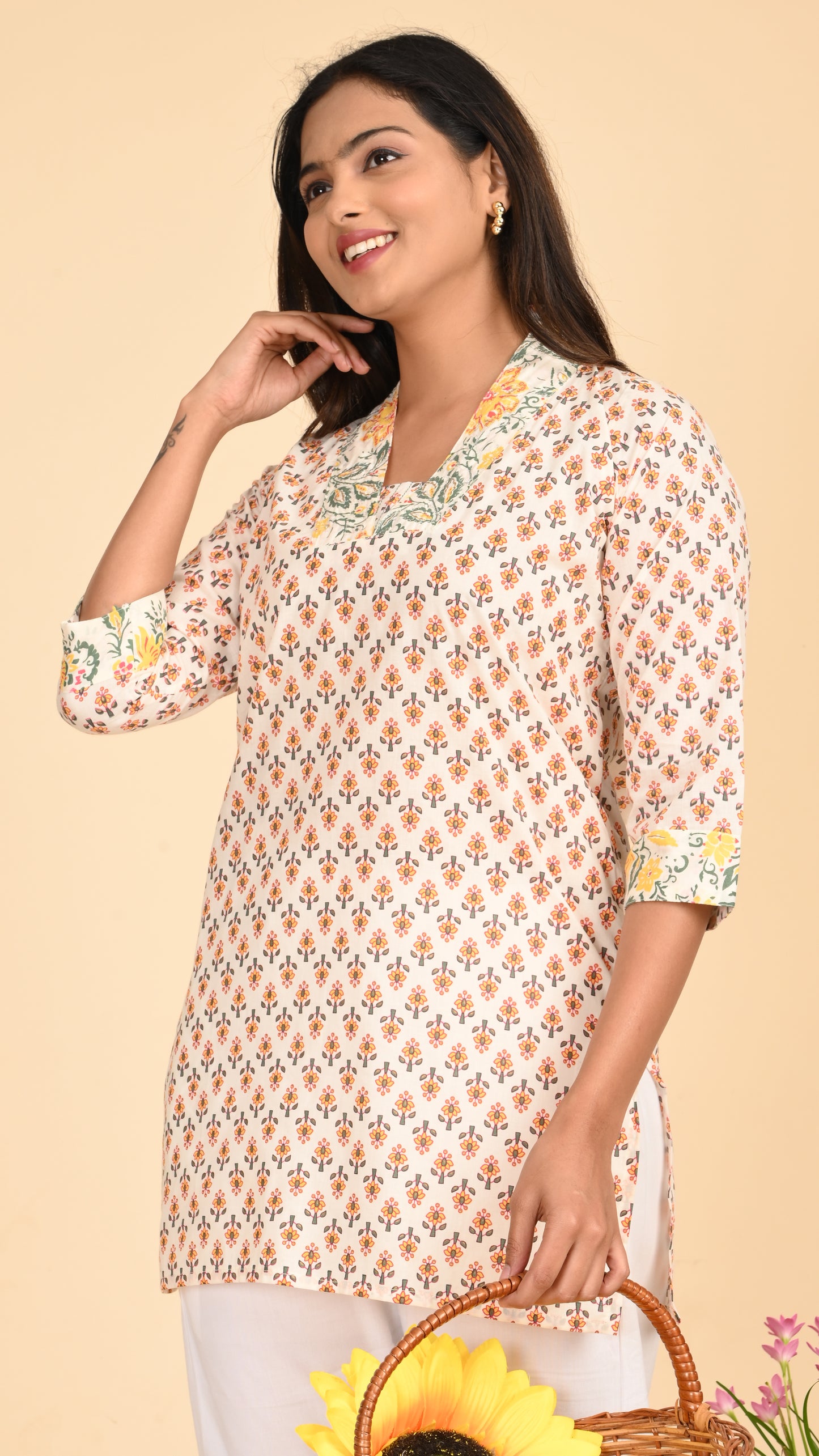 Charvi Blossom Mist Short Kurti Top