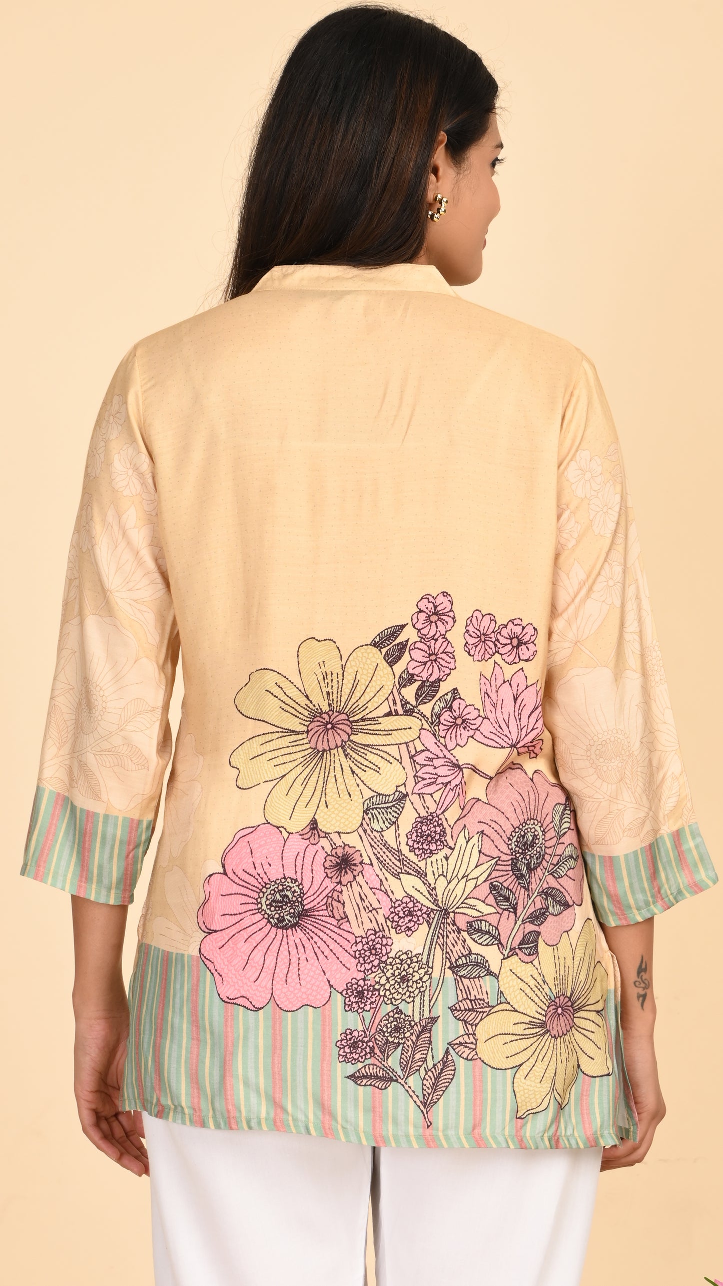 Aira Bloomscape Stripe Short Kurti Top