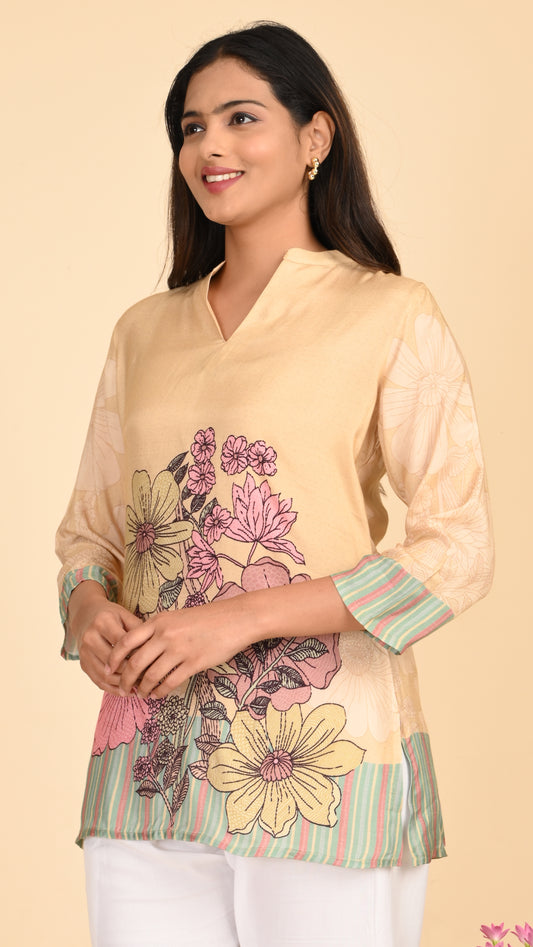 Aira Bloomscape Stripe Short Kurti Top
