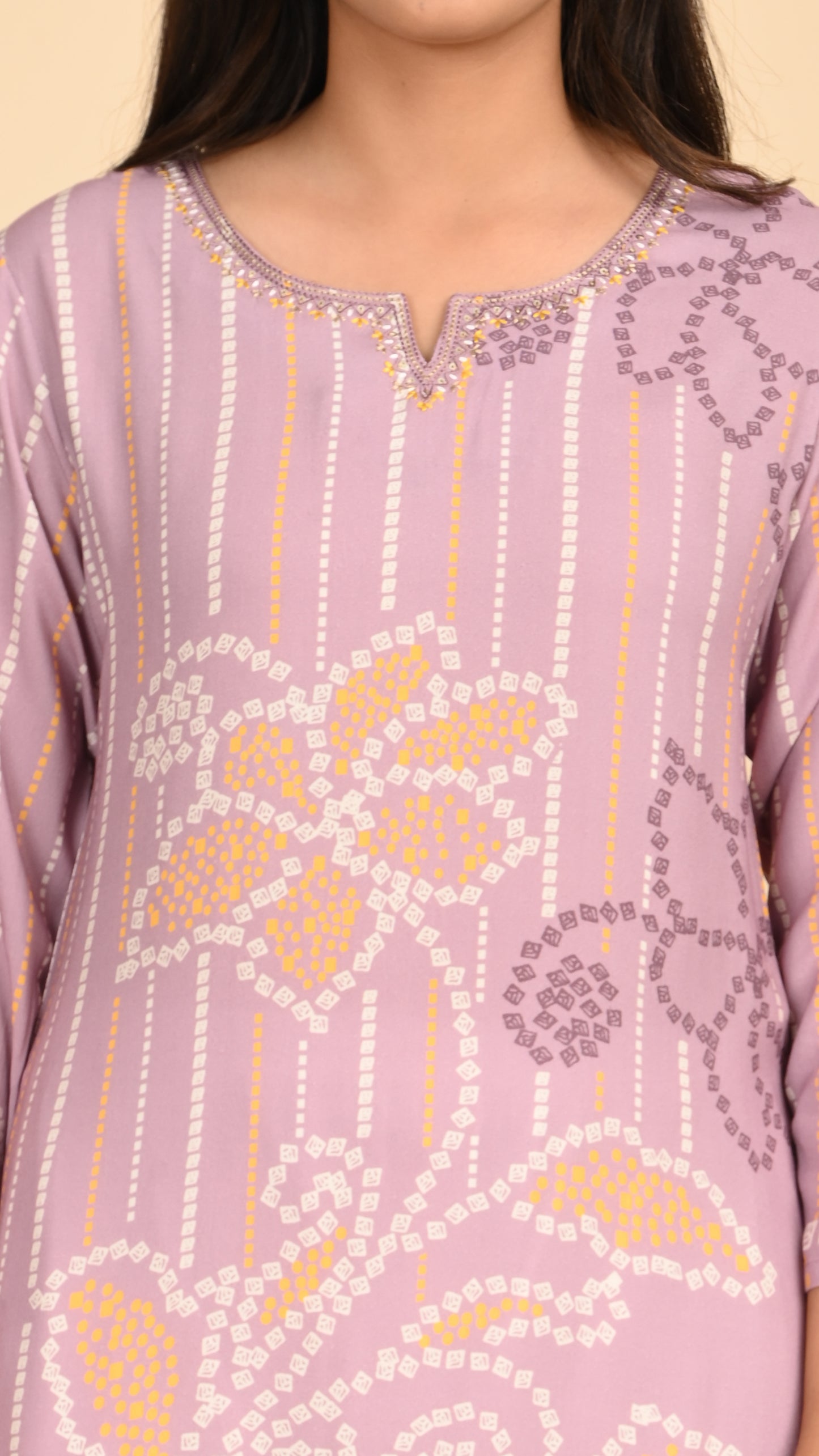 Aabroo Lilac Bloom Straight Kurti