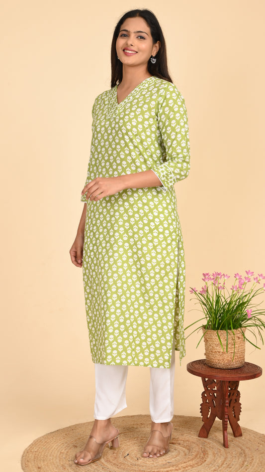 Sitara Lime Leaf Straight Kurti