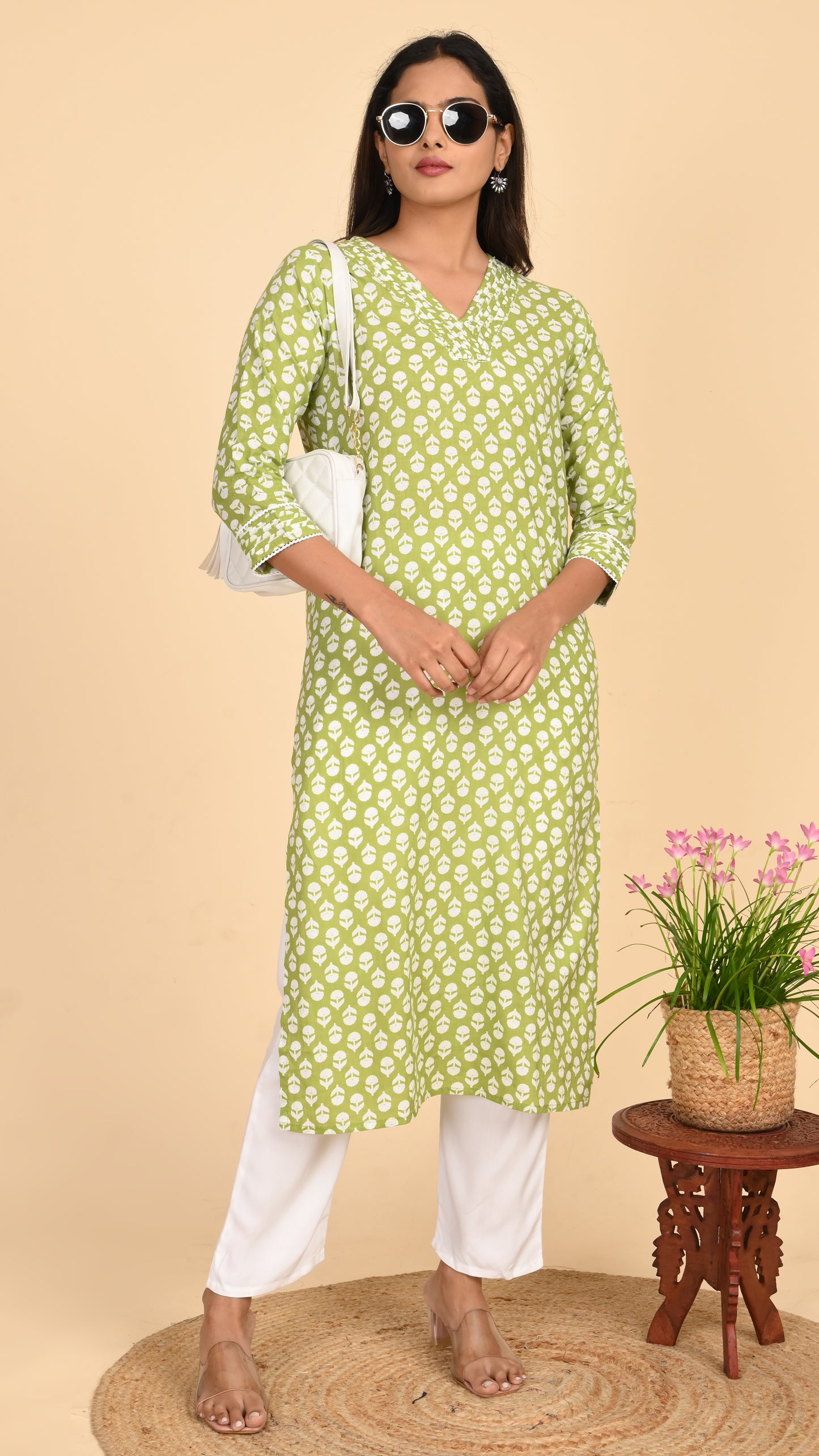 Sitara Lime Leaf Straight Kurti