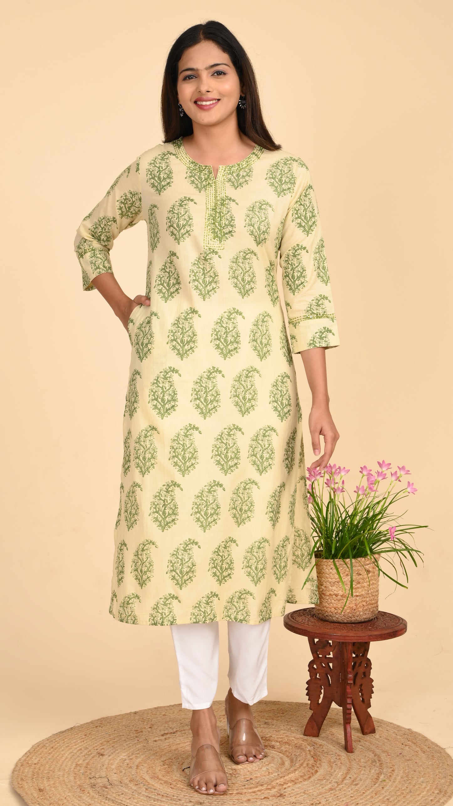 Vasvi Pistachio Bagh Straight Kurti