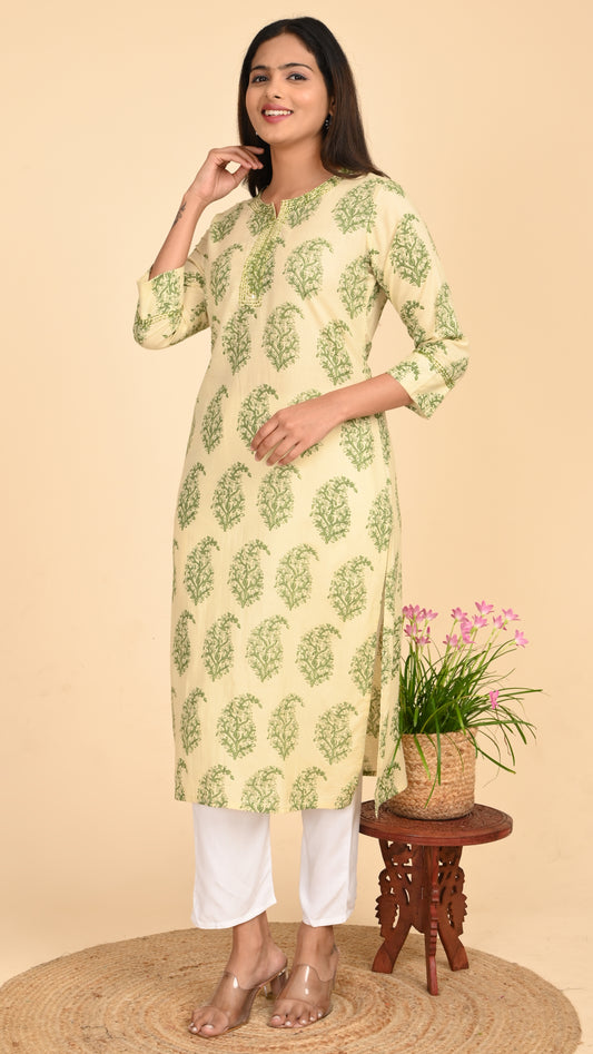 Vasvi Pistachio Bagh Straight Kurti