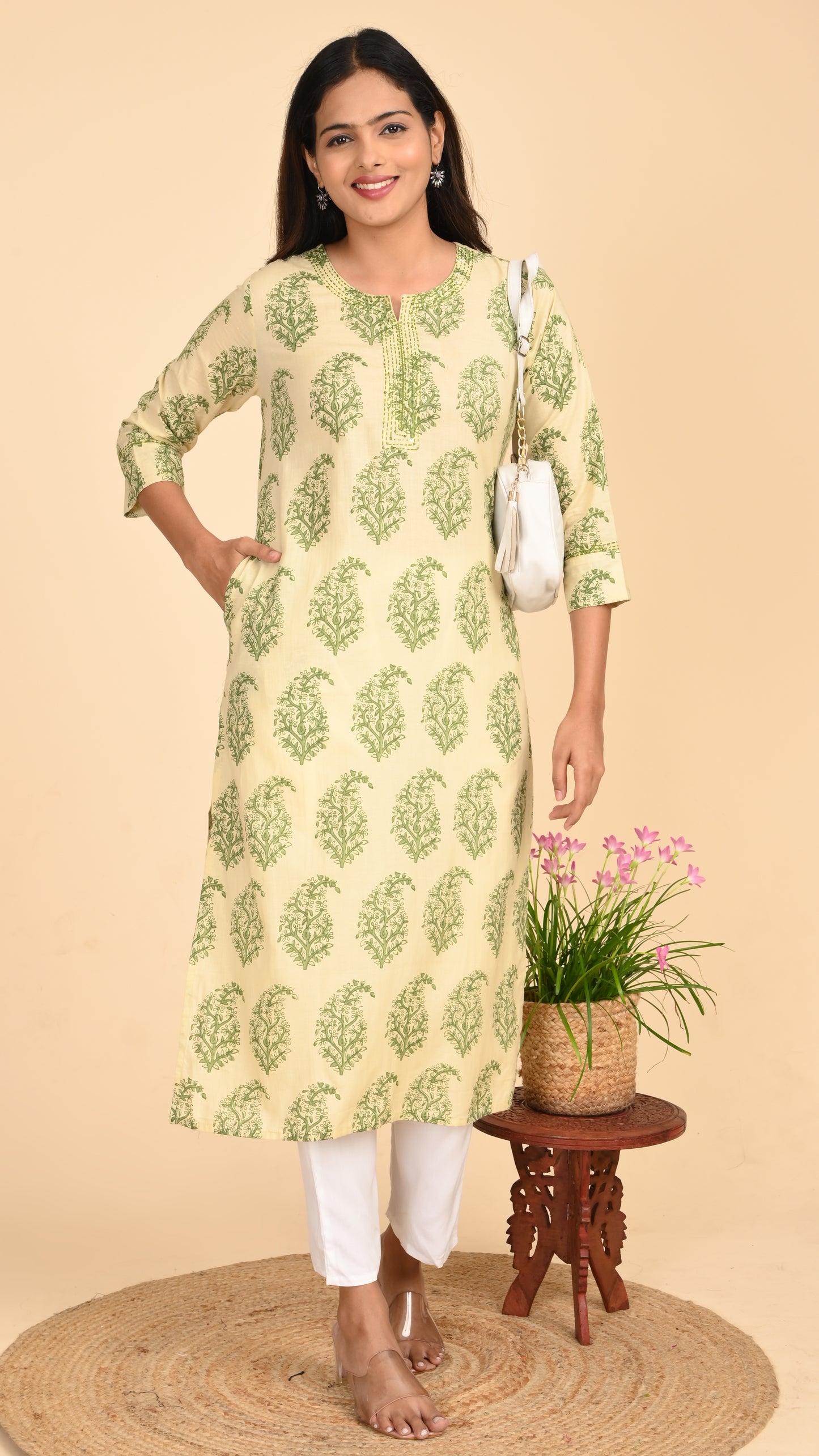 Vasvi Pistachio Bagh Straight Kurti