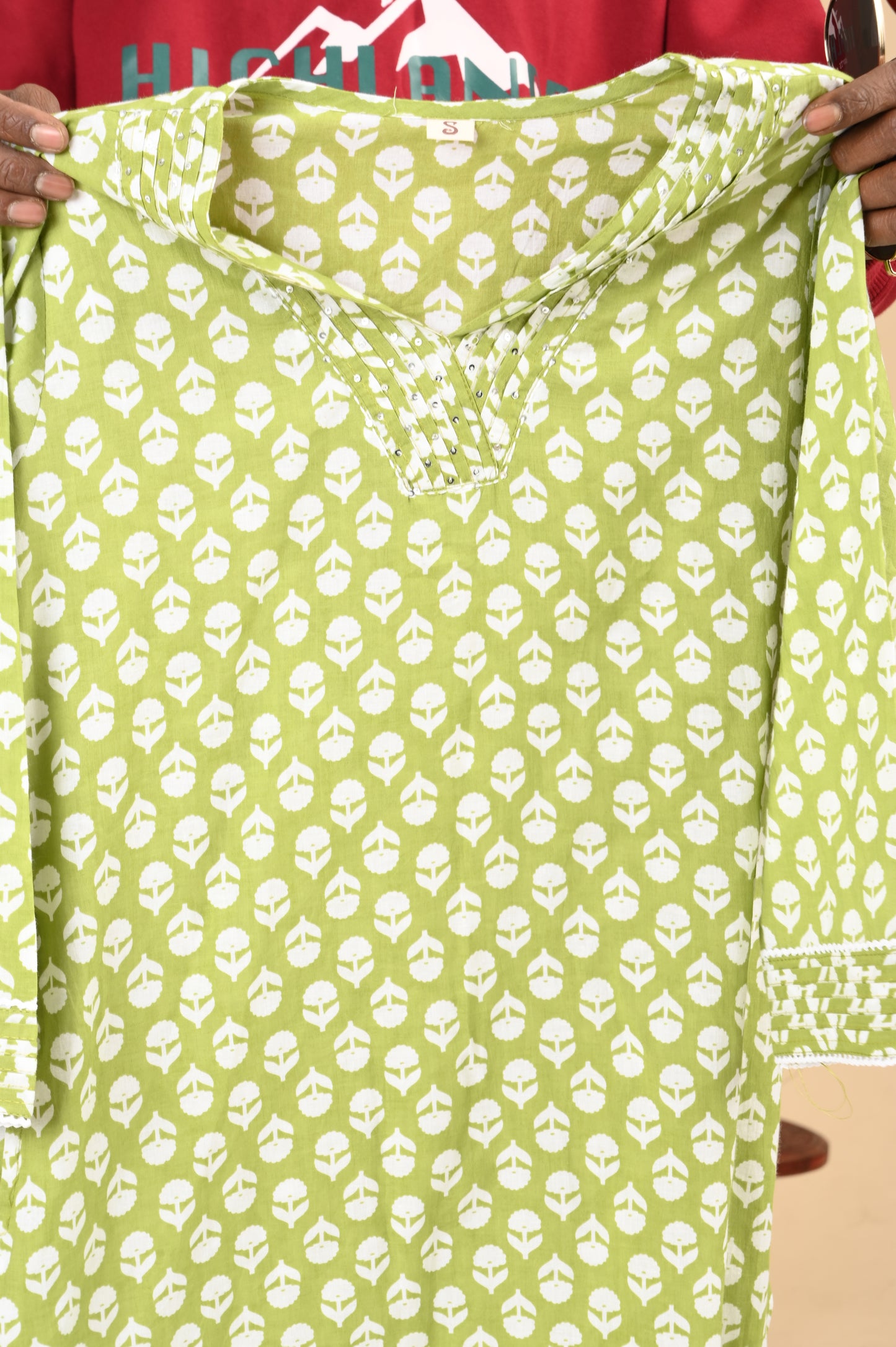 Aira Olive Polka Straight Kurti