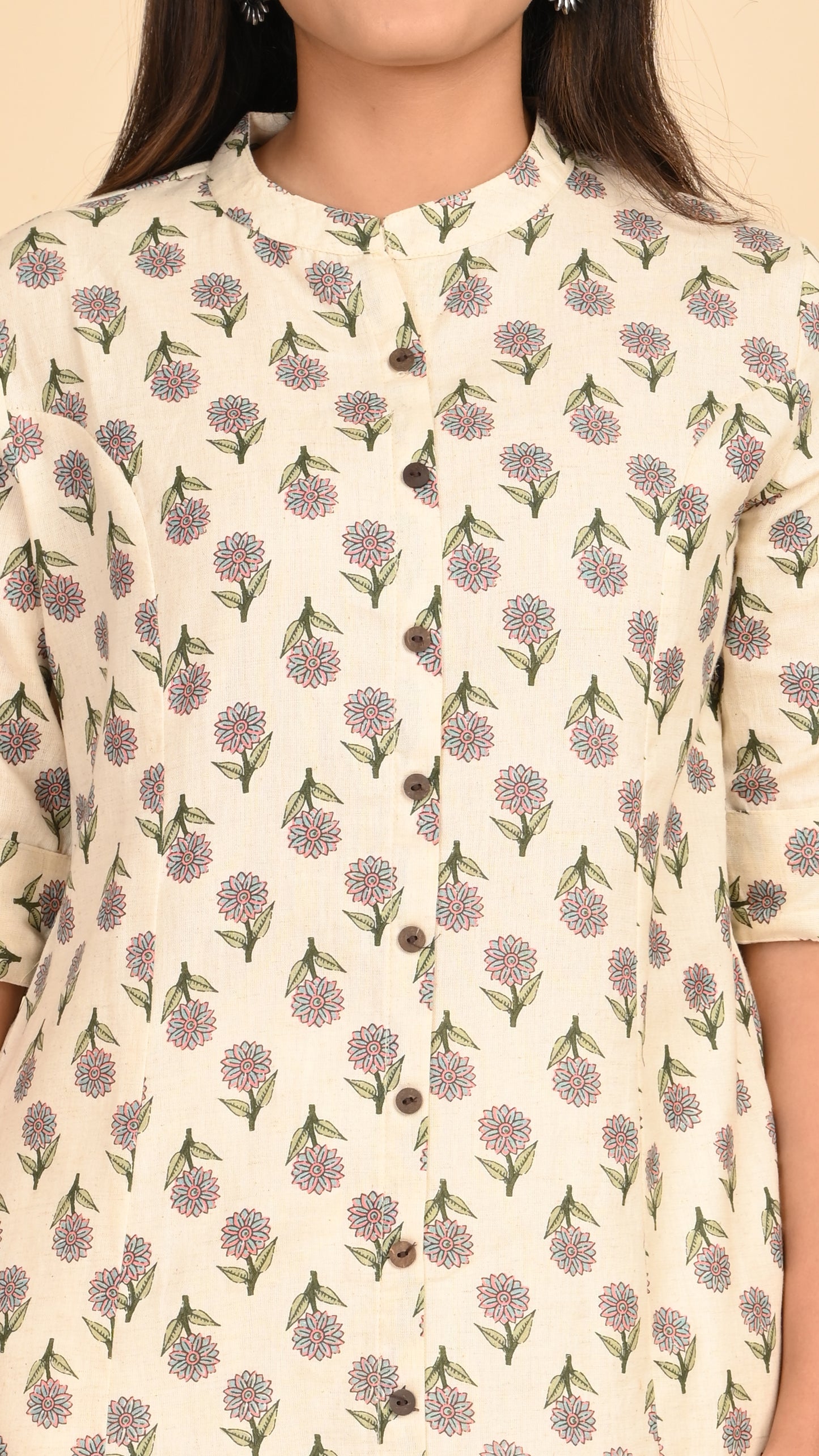 Nayana Ivory Bloom Shirt-Style Kurti