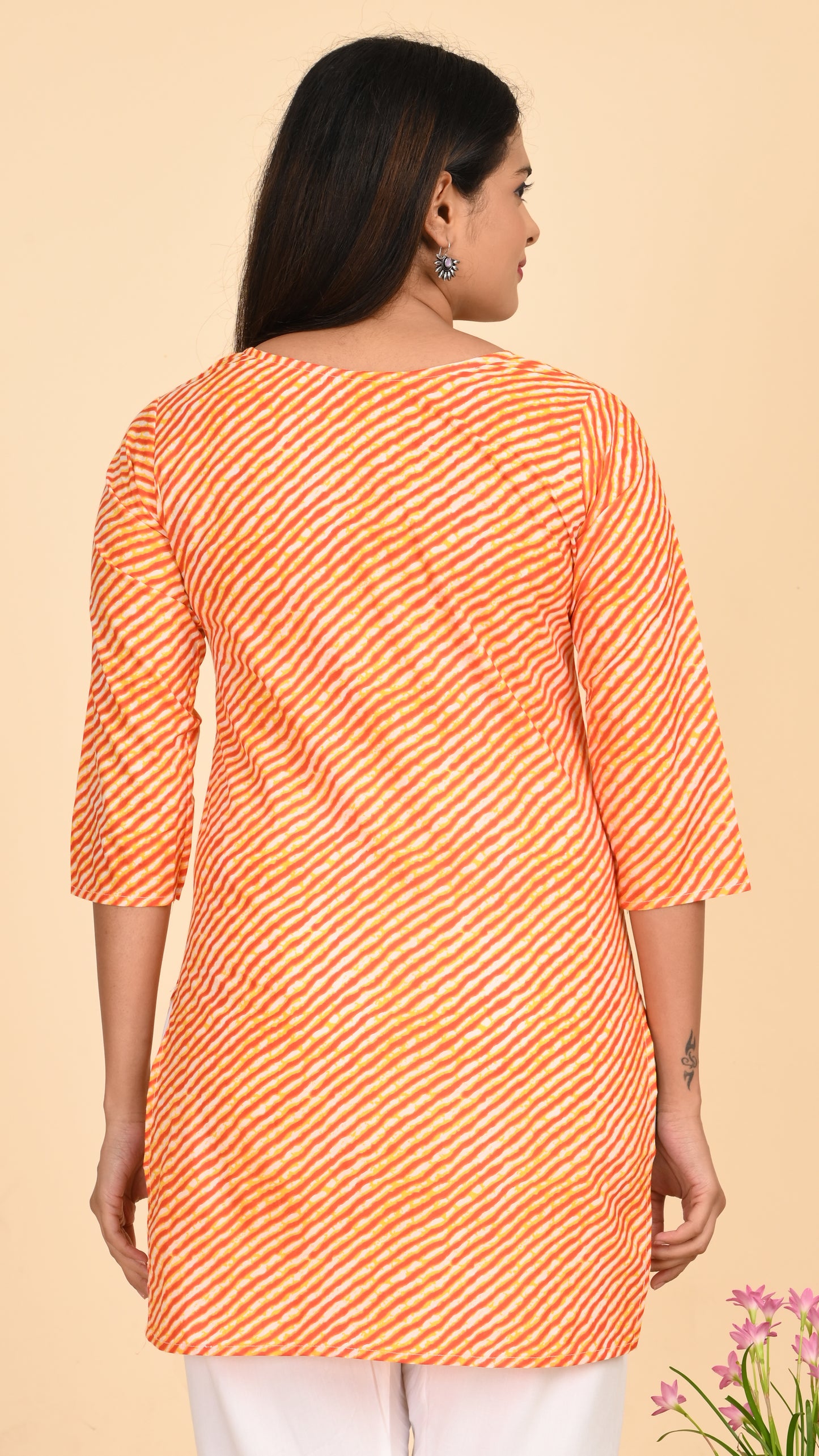 Ira Tangerine Twist Short Kurti Top