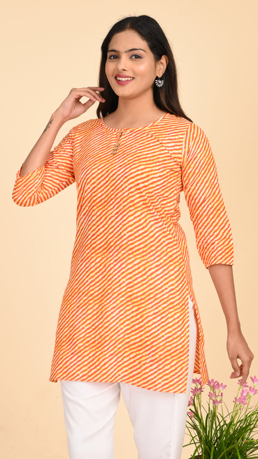 Ira Tangerine Twist Short Kurti Top