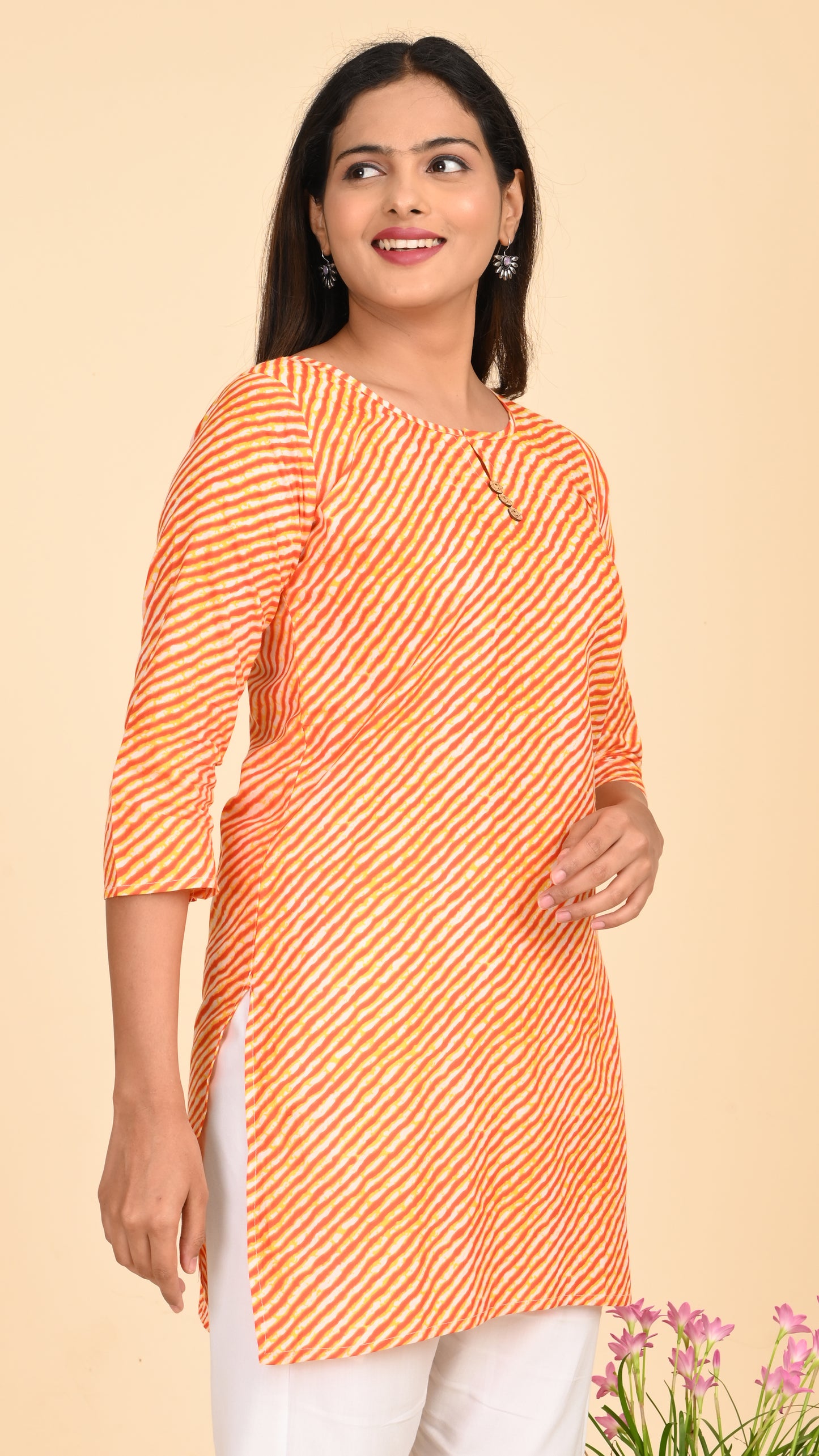 Ira Tangerine Twist Short Kurti Top