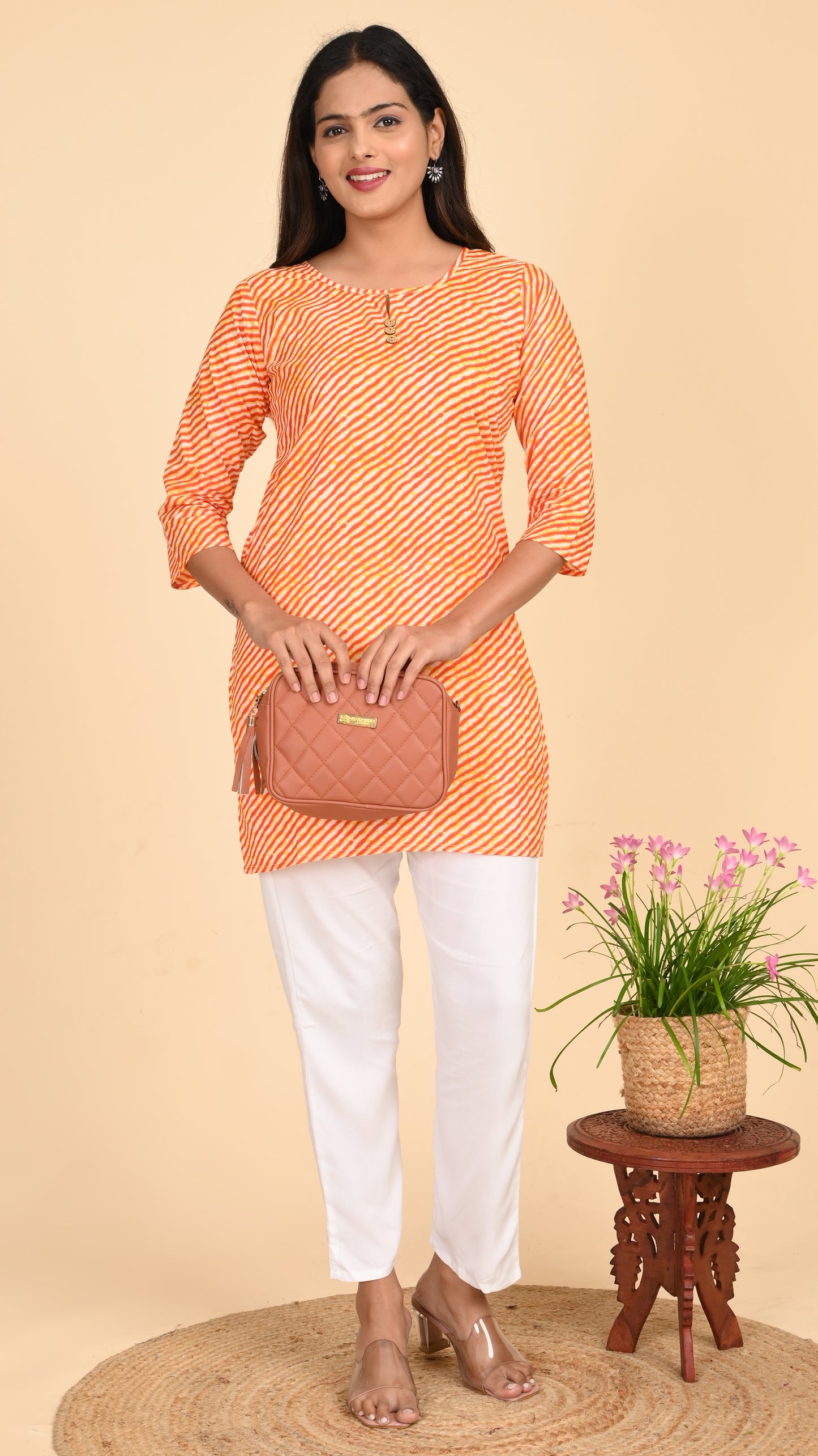 Ira Tangerine Twist Short Kurti Top