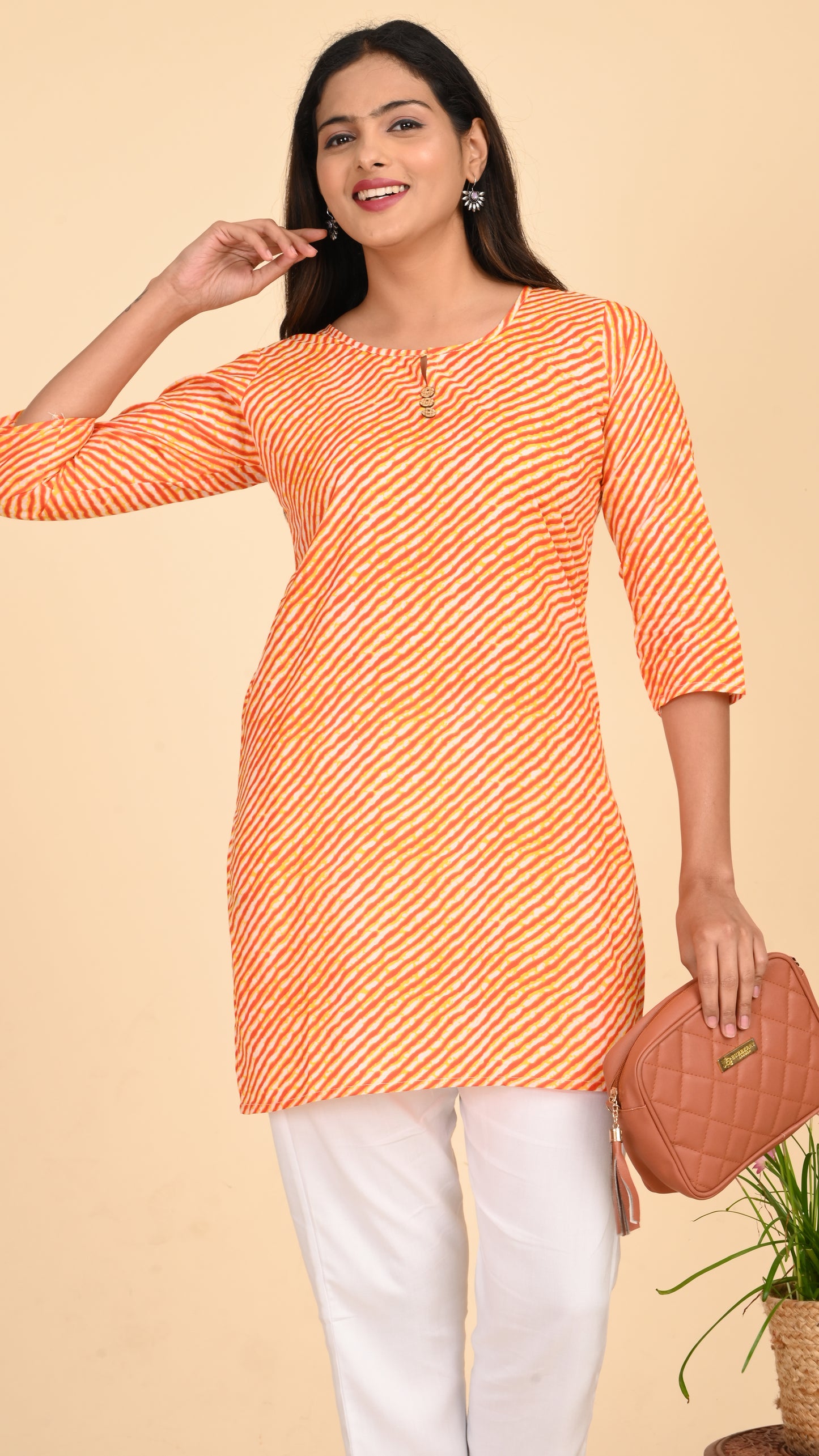 Ira Tangerine Twist Short Kurti Top
