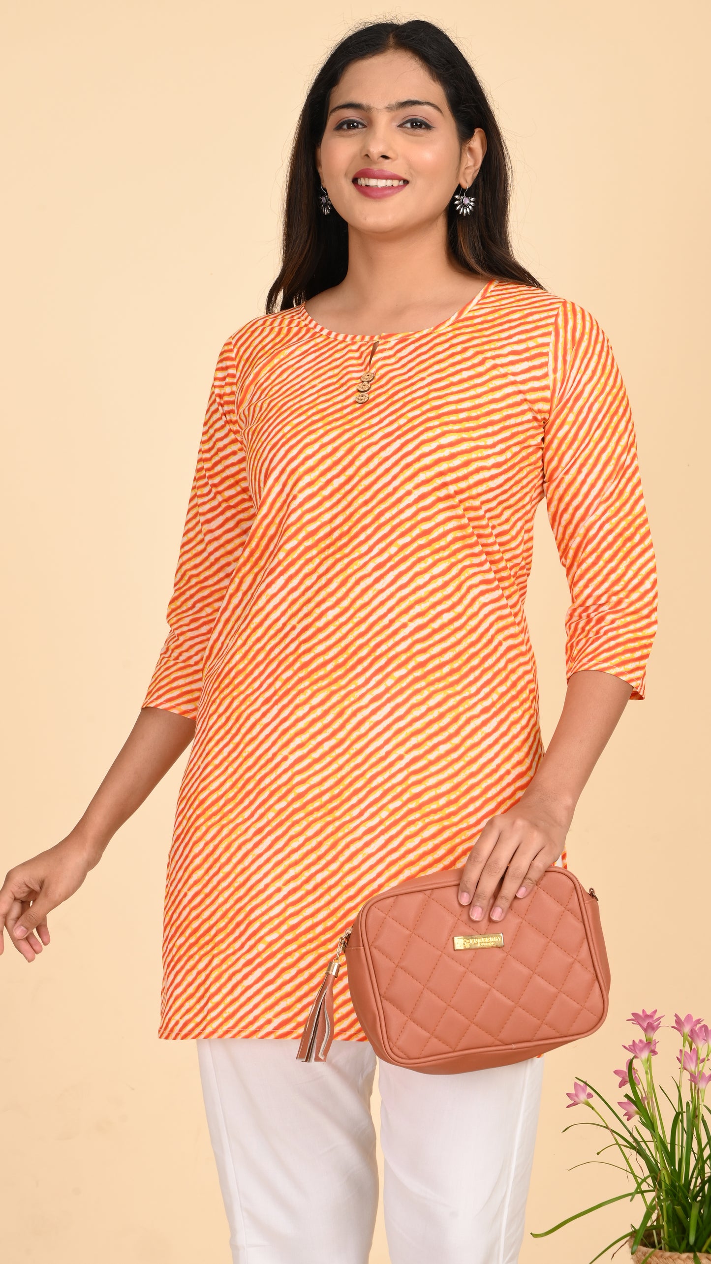 Ira Tangerine Twist Short Kurti Top