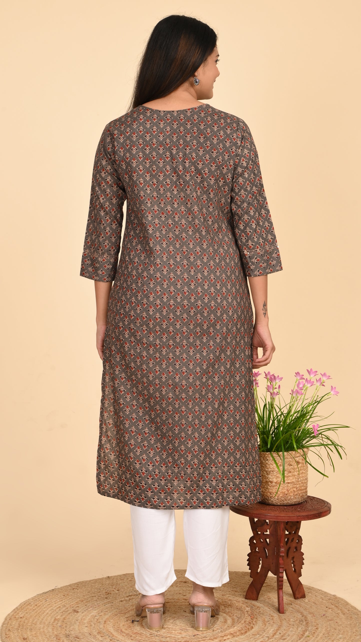 Reva Earth Brown Straight Kurti