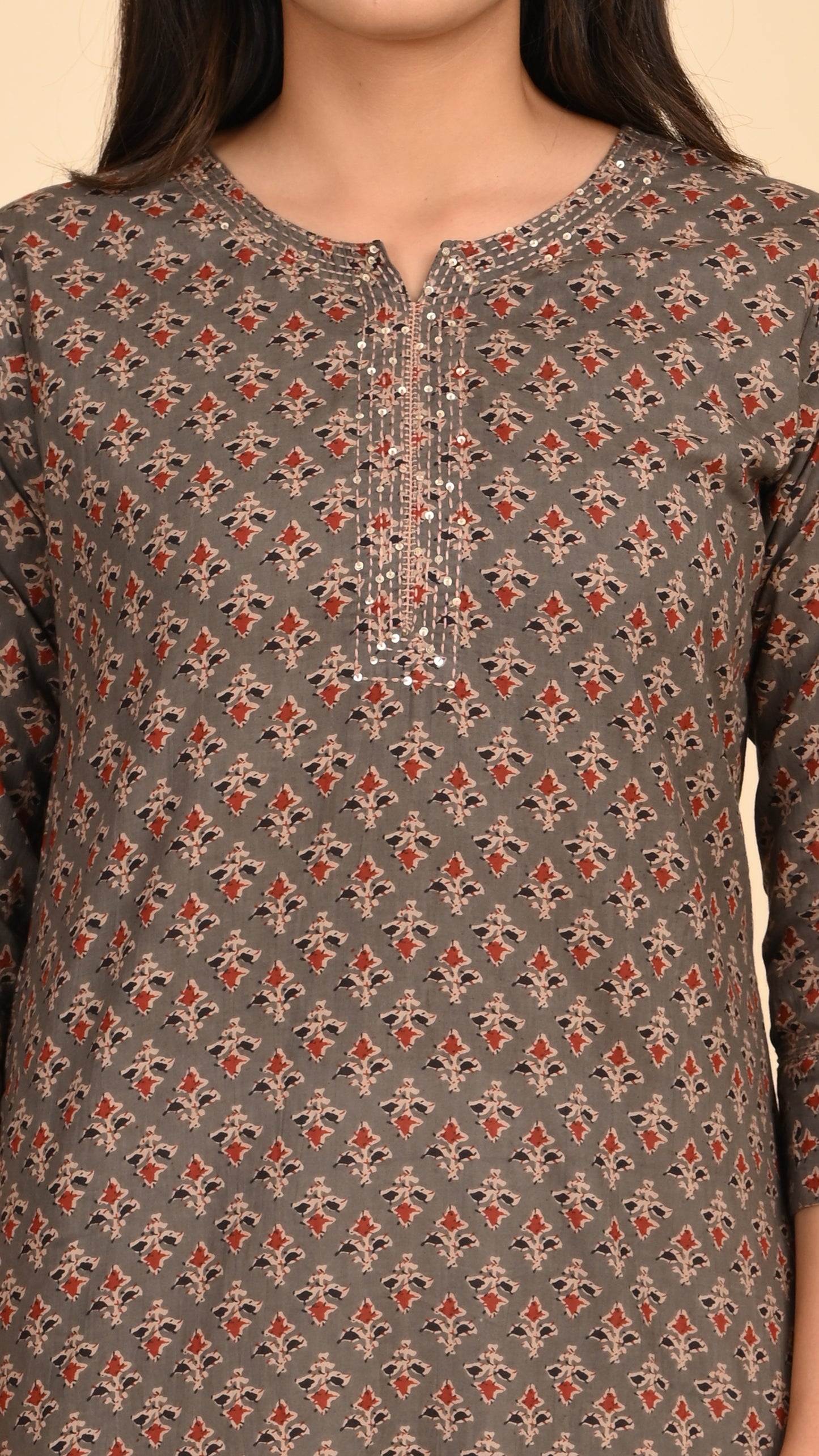 Reva Earth Brown Straight Kurti