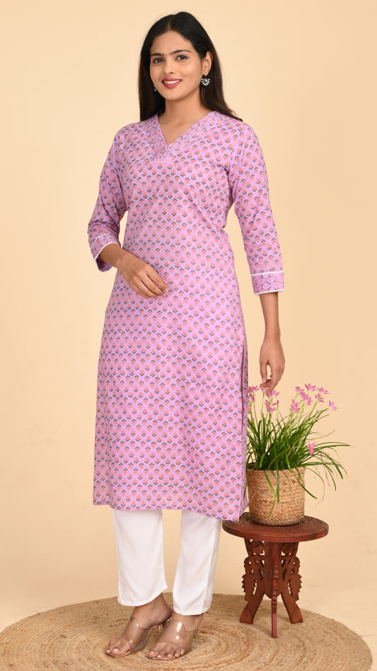Varnika Lilac Buti Straight Kurti