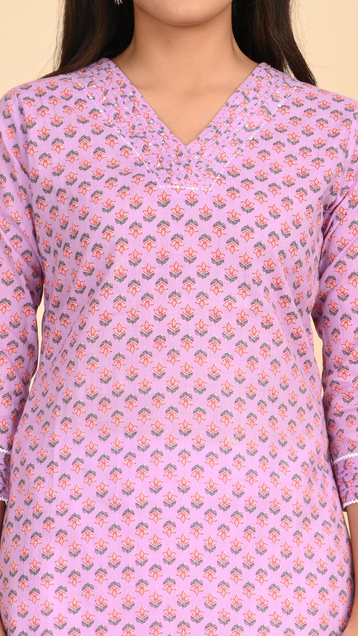 Varnika Lilac Buti Straight Kurti