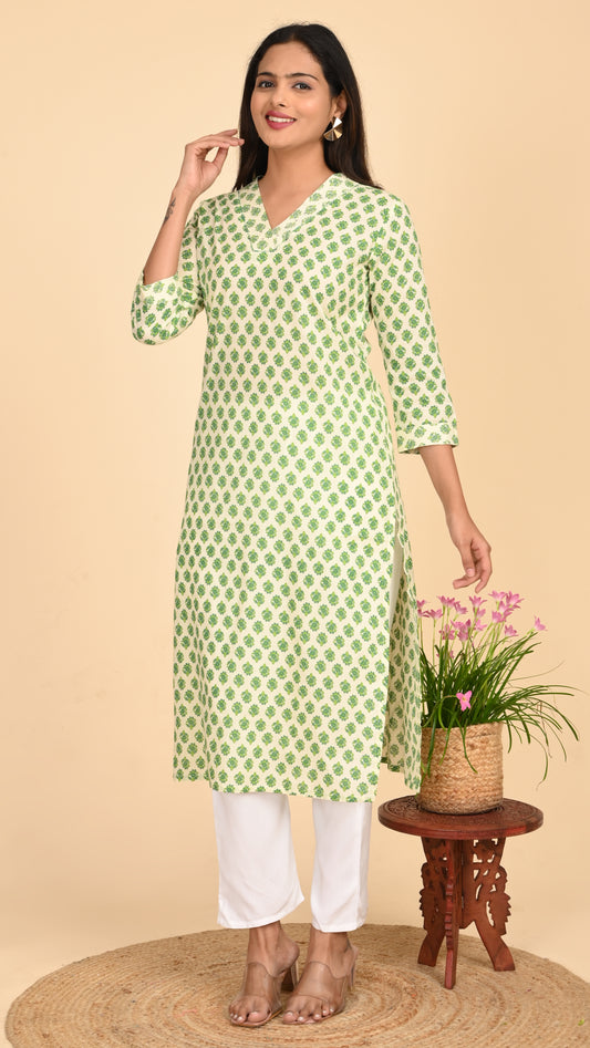 Avni Fresh Leaf Straight Kurti