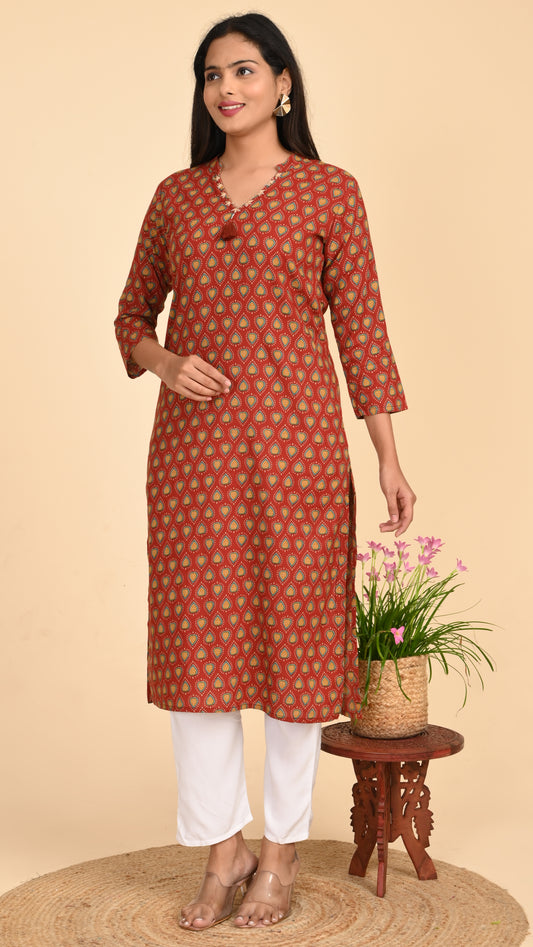 Tanirika Rust Jaal Straight Kurti
