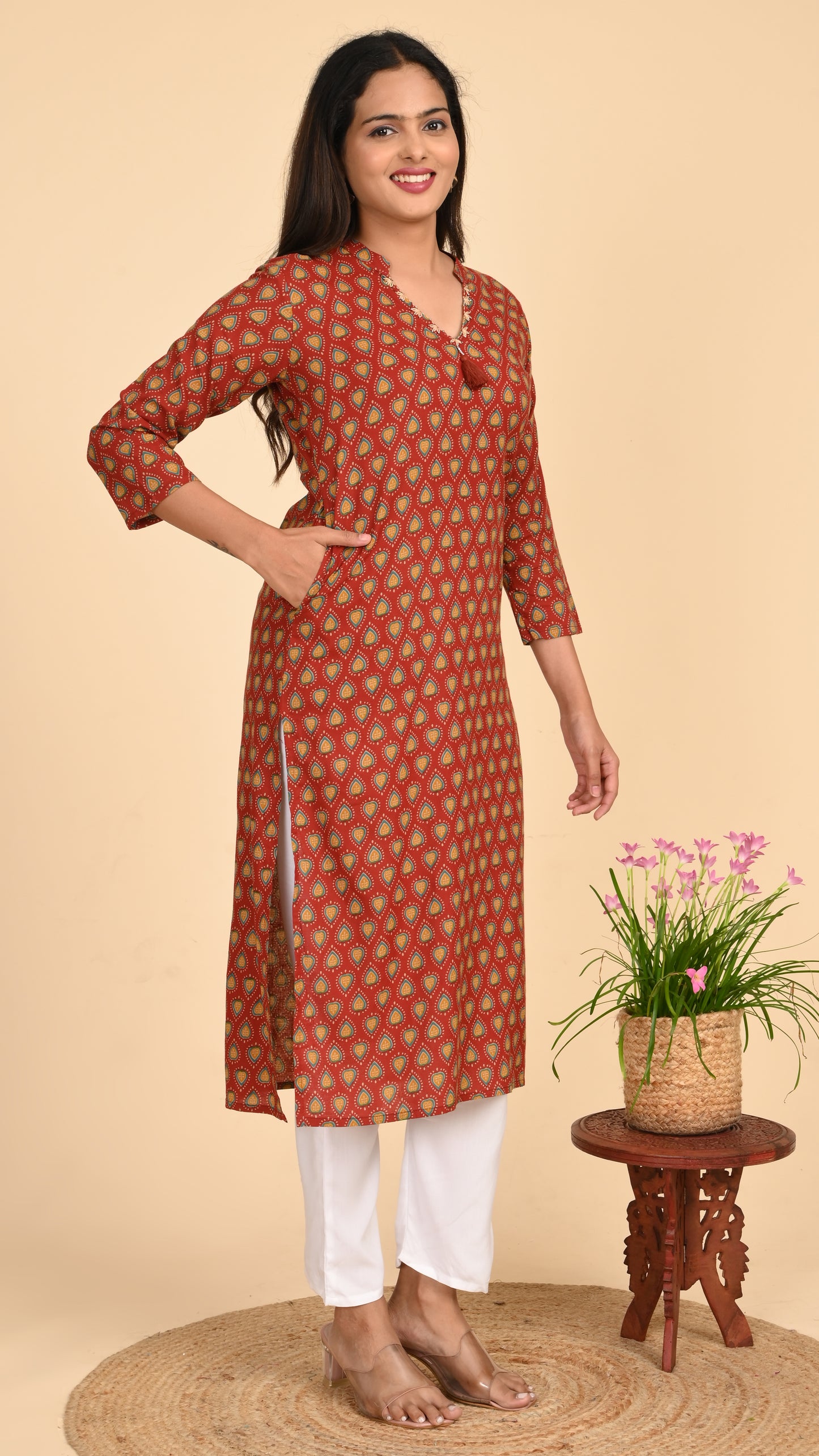 Tanirika Rust Jaal Straight Kurti
